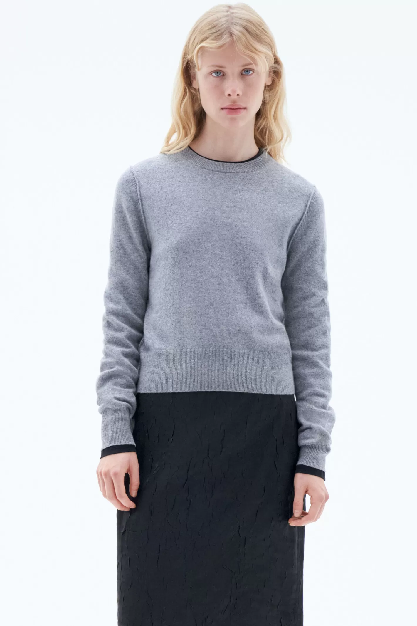 Filippa K 93 Inside-out Sweater Mid Grey Melange-Woman Knitwear