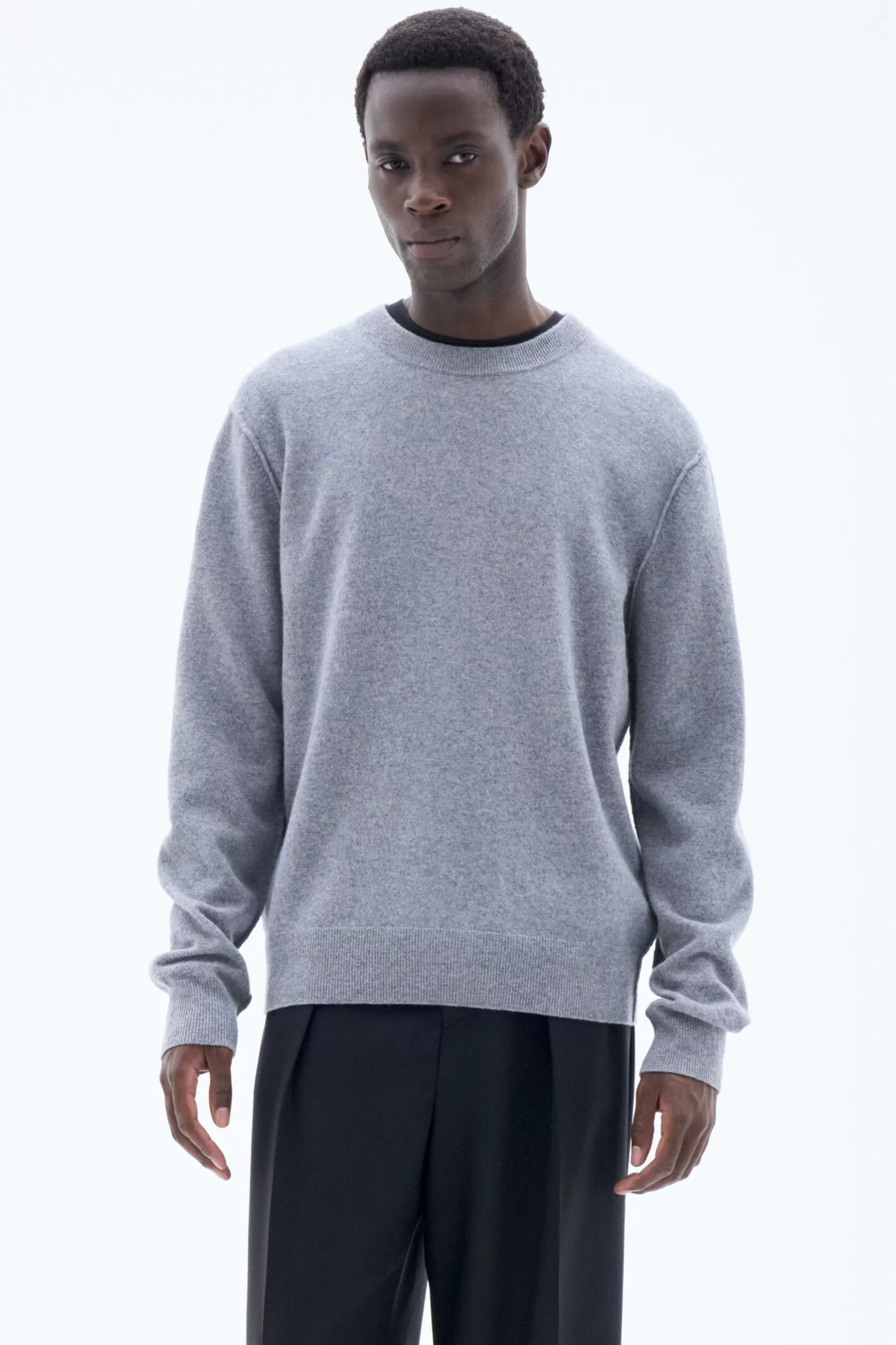 Filippa K 93 Inside-out Sweater Mid Grey Melange-Man Bestsellers | Knitwear