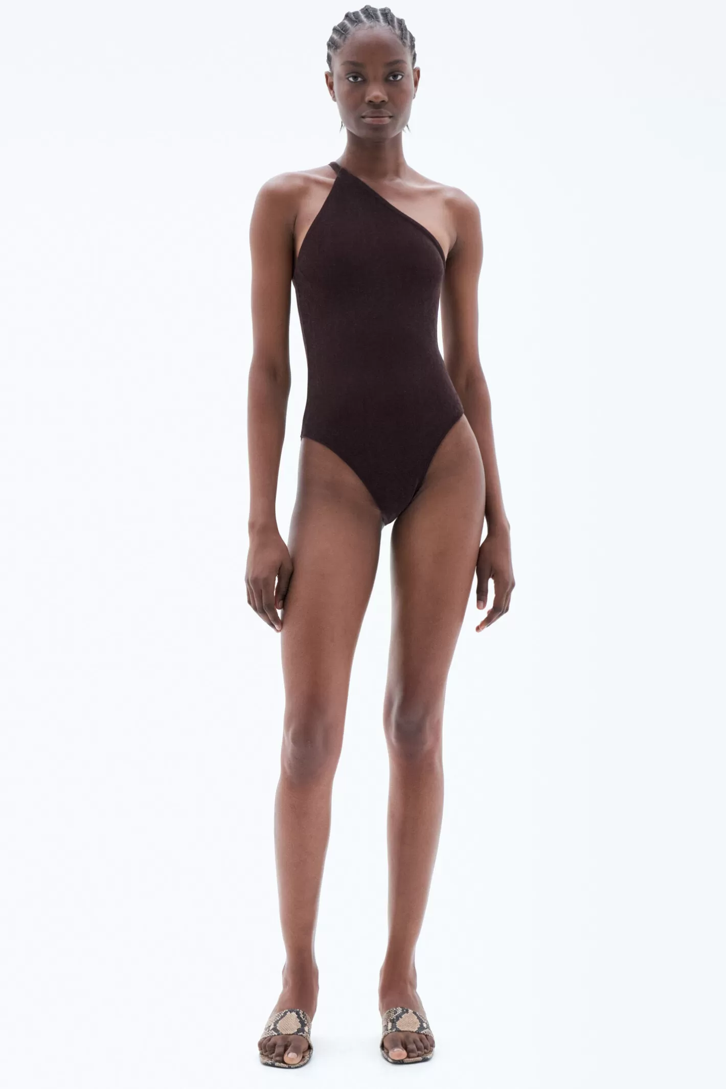 Filippa K Asymmetric Swimsuit Purple Brown-Woman Swim