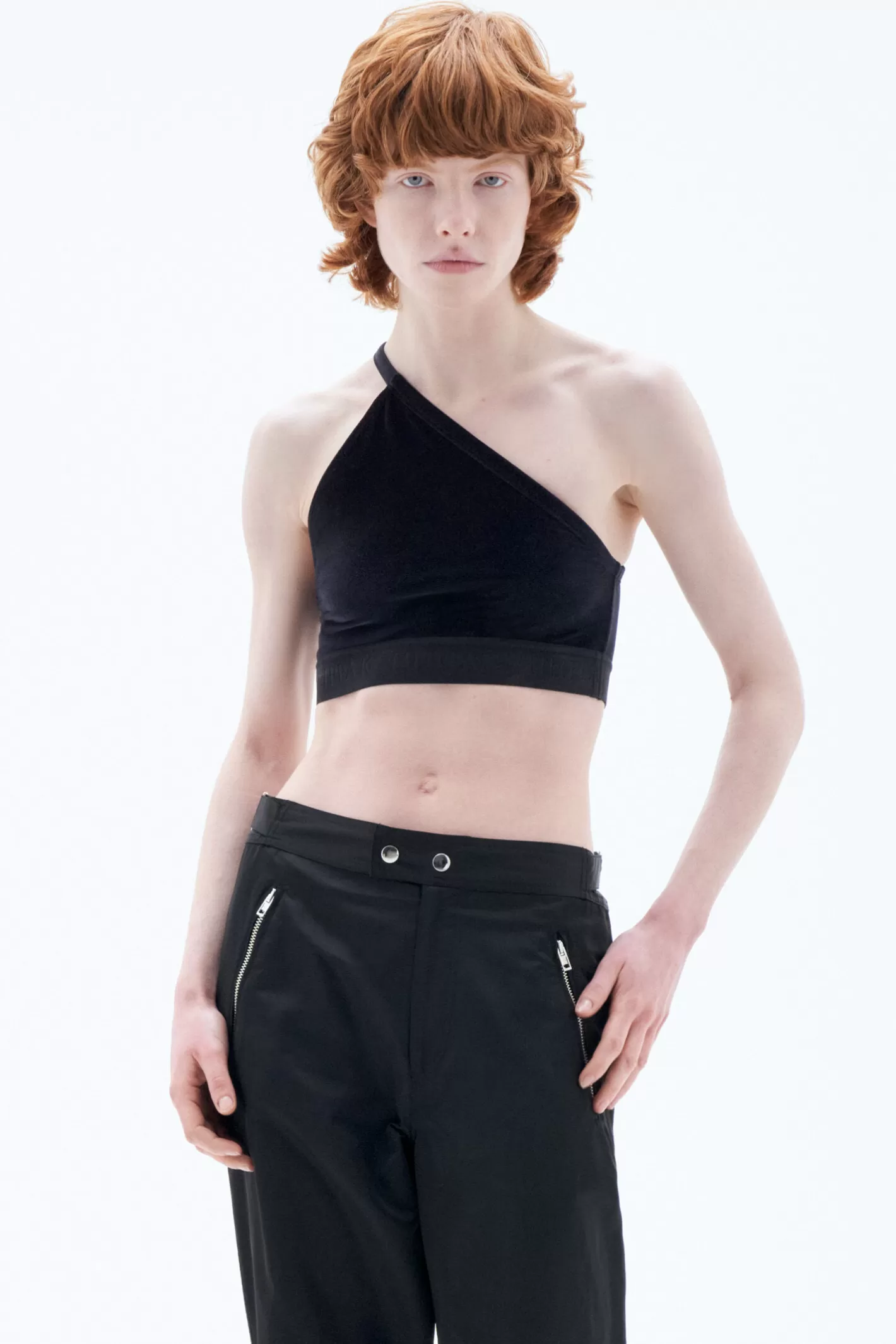 Filippa K Asymmetric Velvet Bra Black-Woman Sports bras