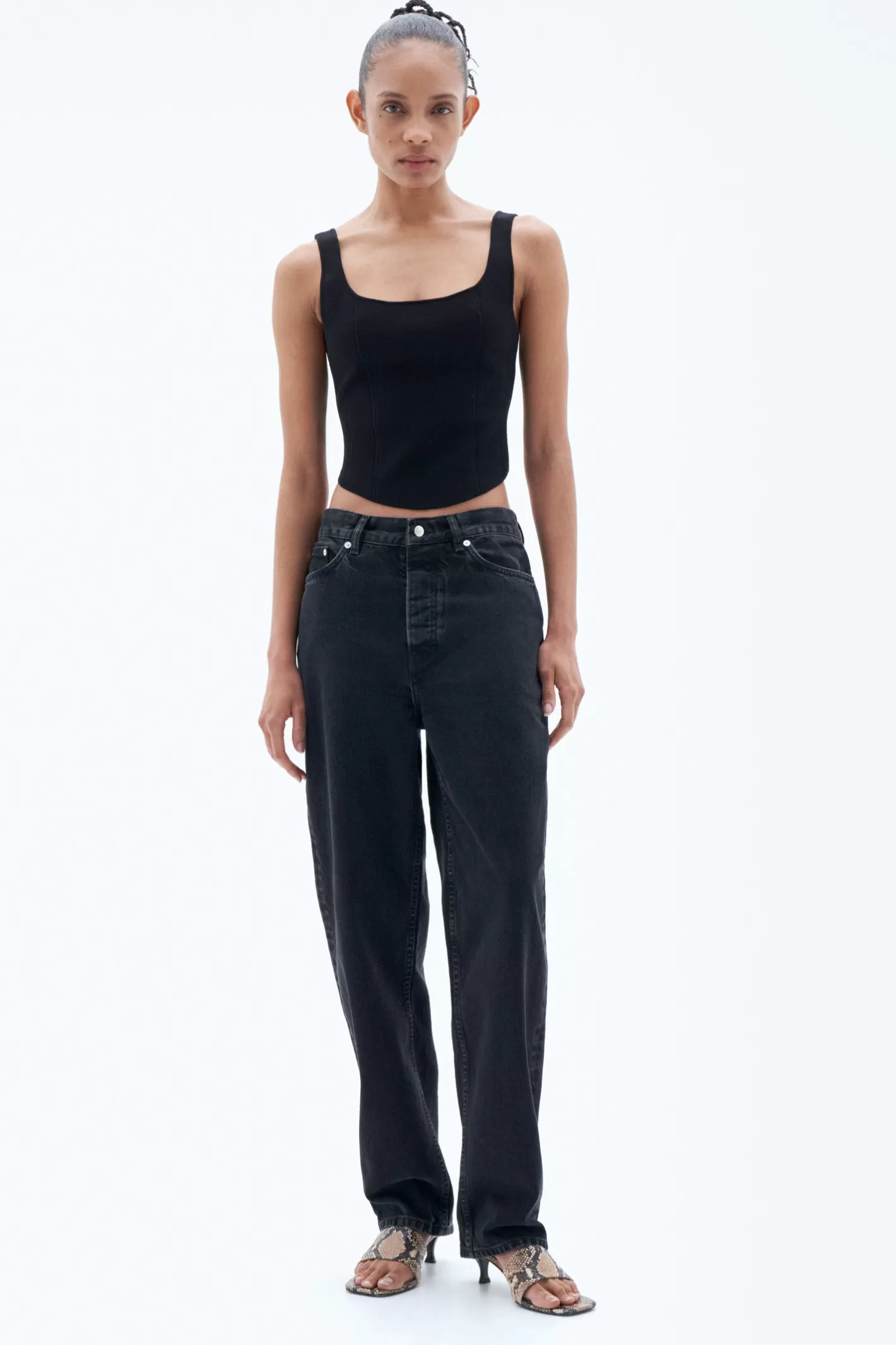 Filippa K Baggy Tapered Jeans Charcoal Black-Woman Denim