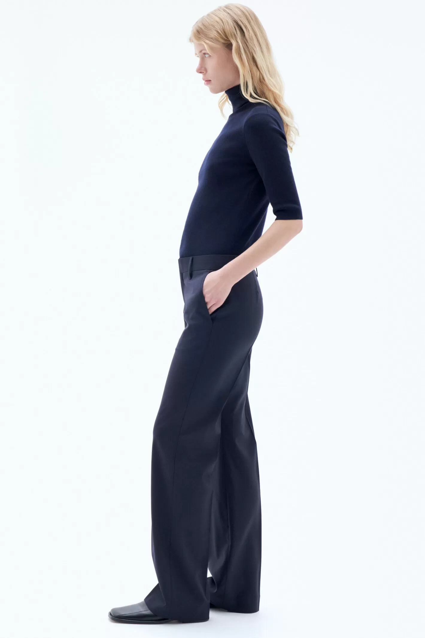 Filippa K Bootcut Wool Trousers Dark Navy-Woman Tailoring | Trousers