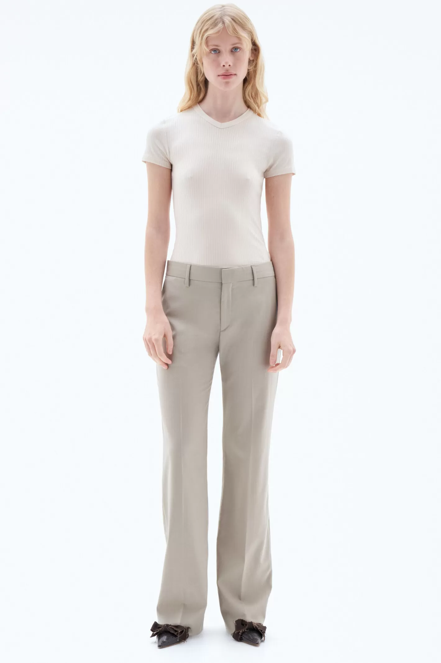 Filippa K Bootcut Wool Trousers Desert Taupe-Woman Tailoring | Trousers