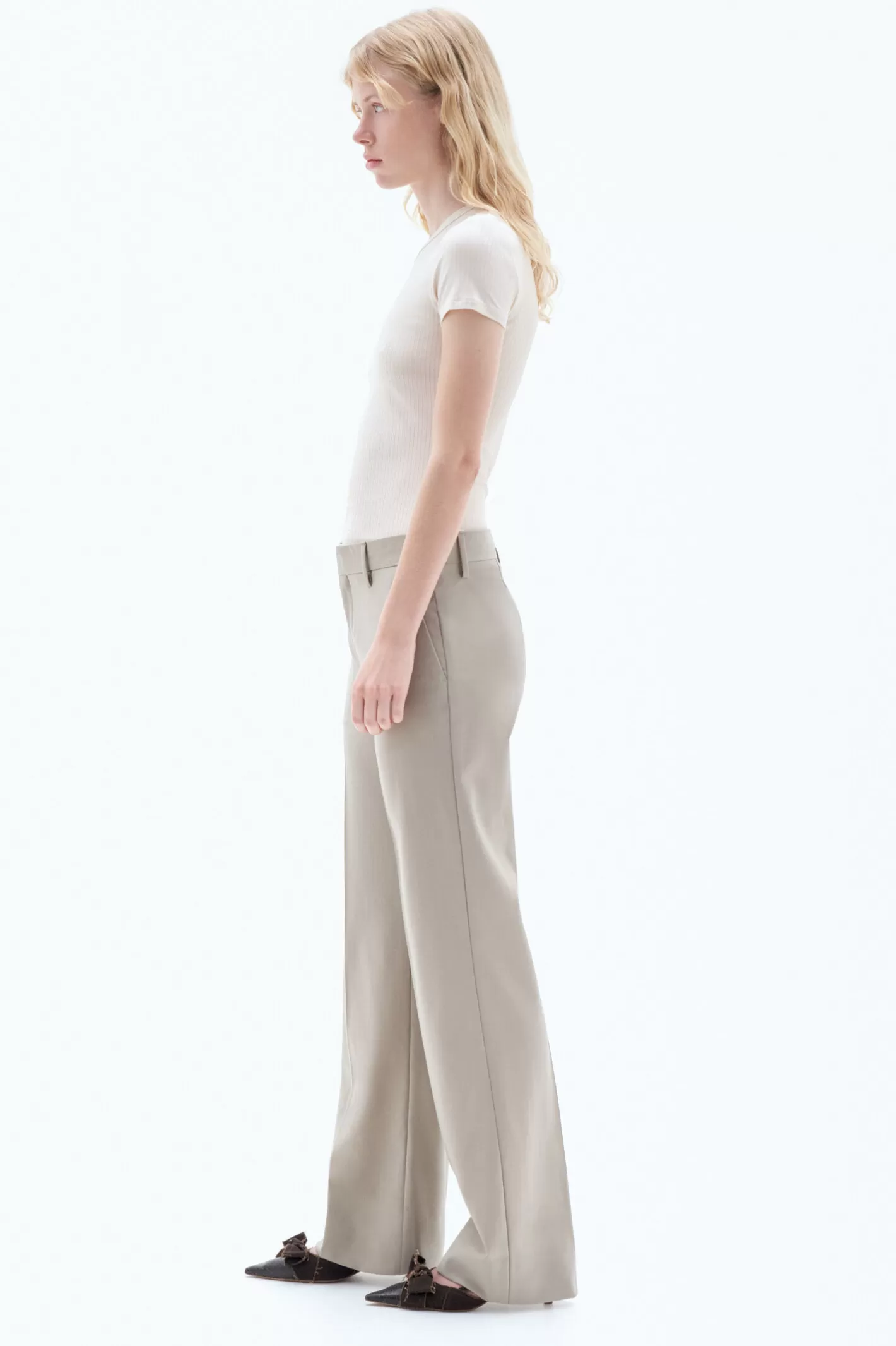 Filippa K Bootcut Wool Trousers Desert Taupe-Woman Tailoring | Trousers