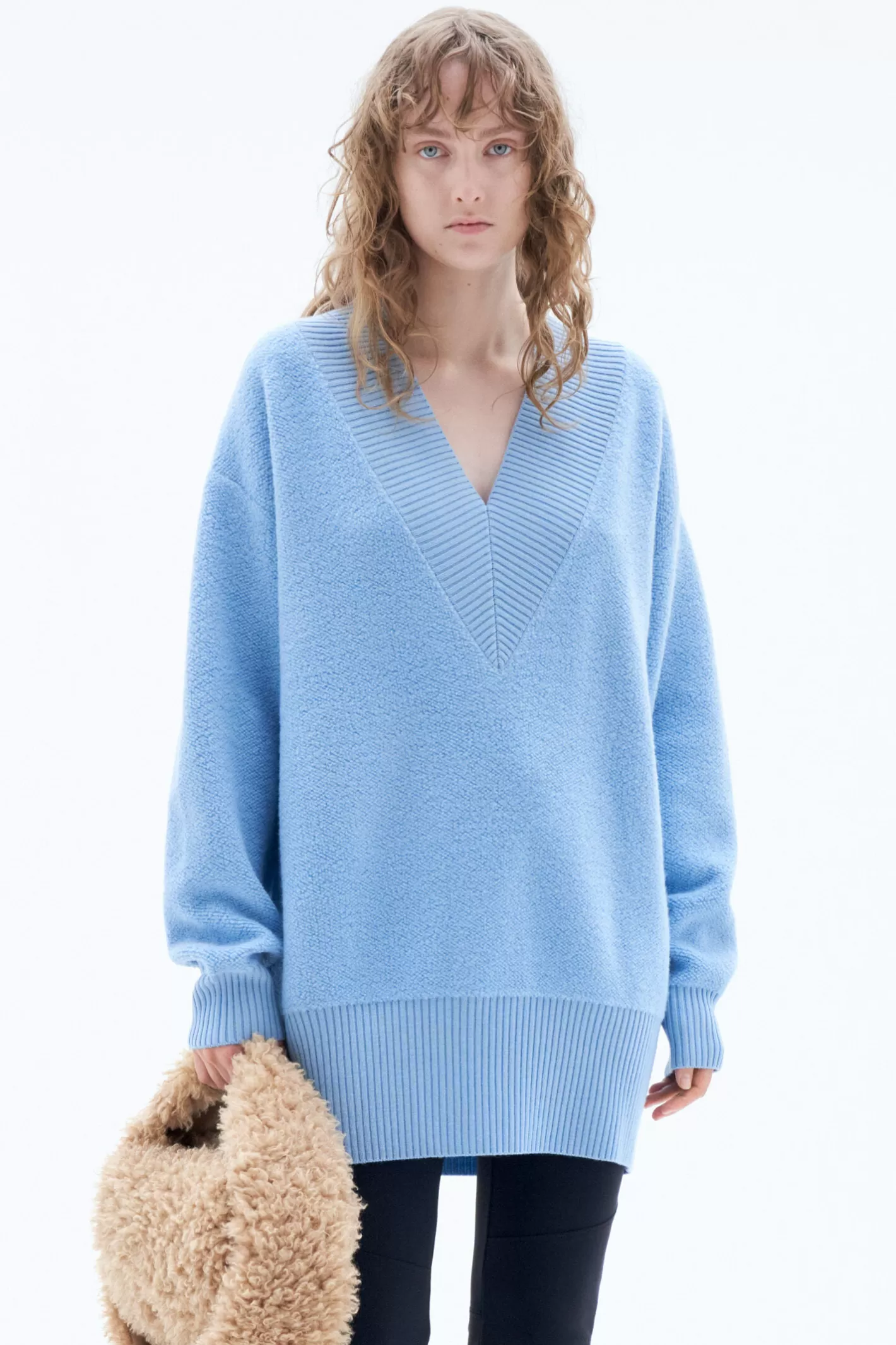 Filippa K Boucle Sweater Turquoise-Woman Knitwear