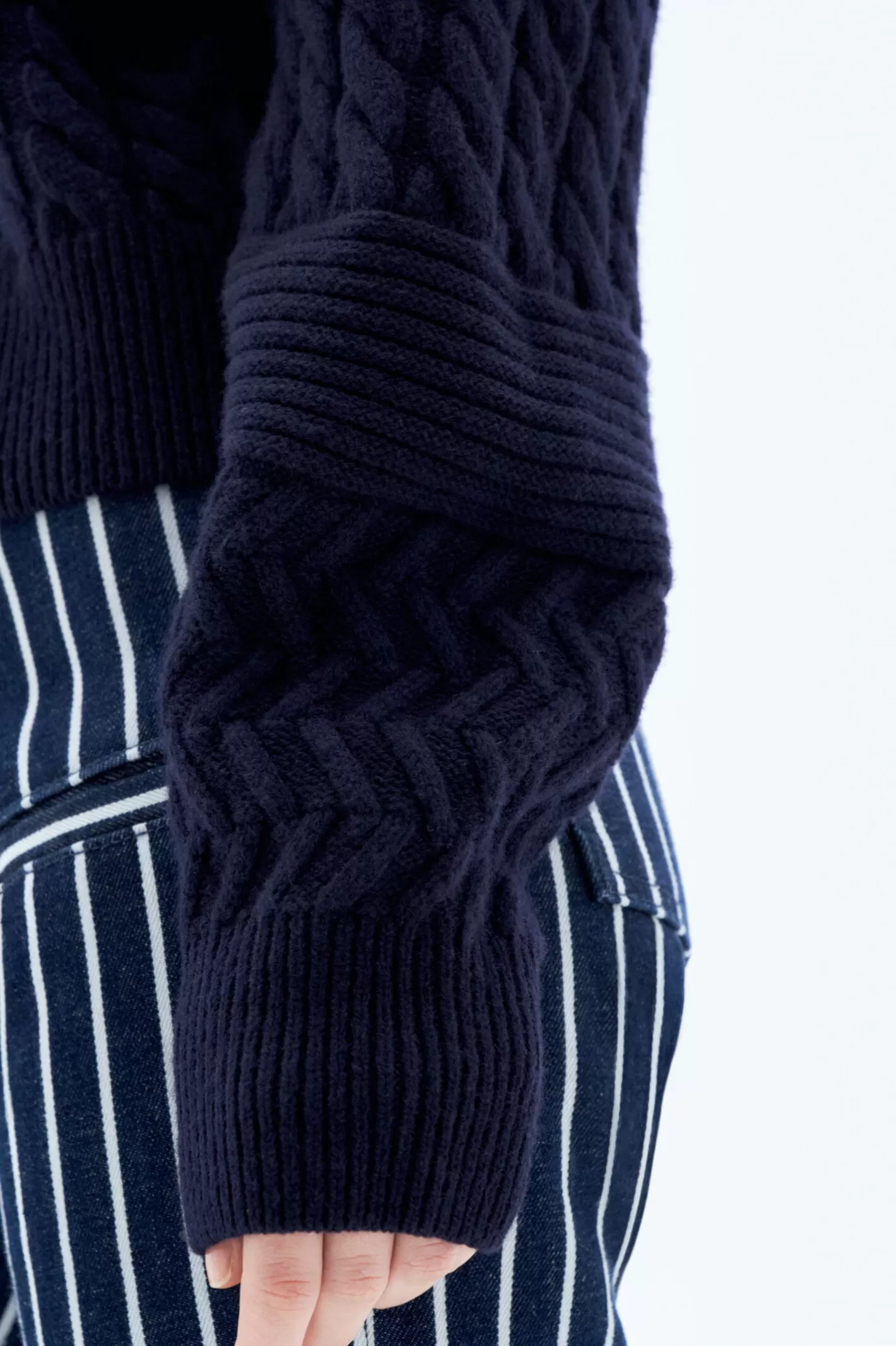 Filippa K Boxy Braided Sweater Navy-Woman Knitwear