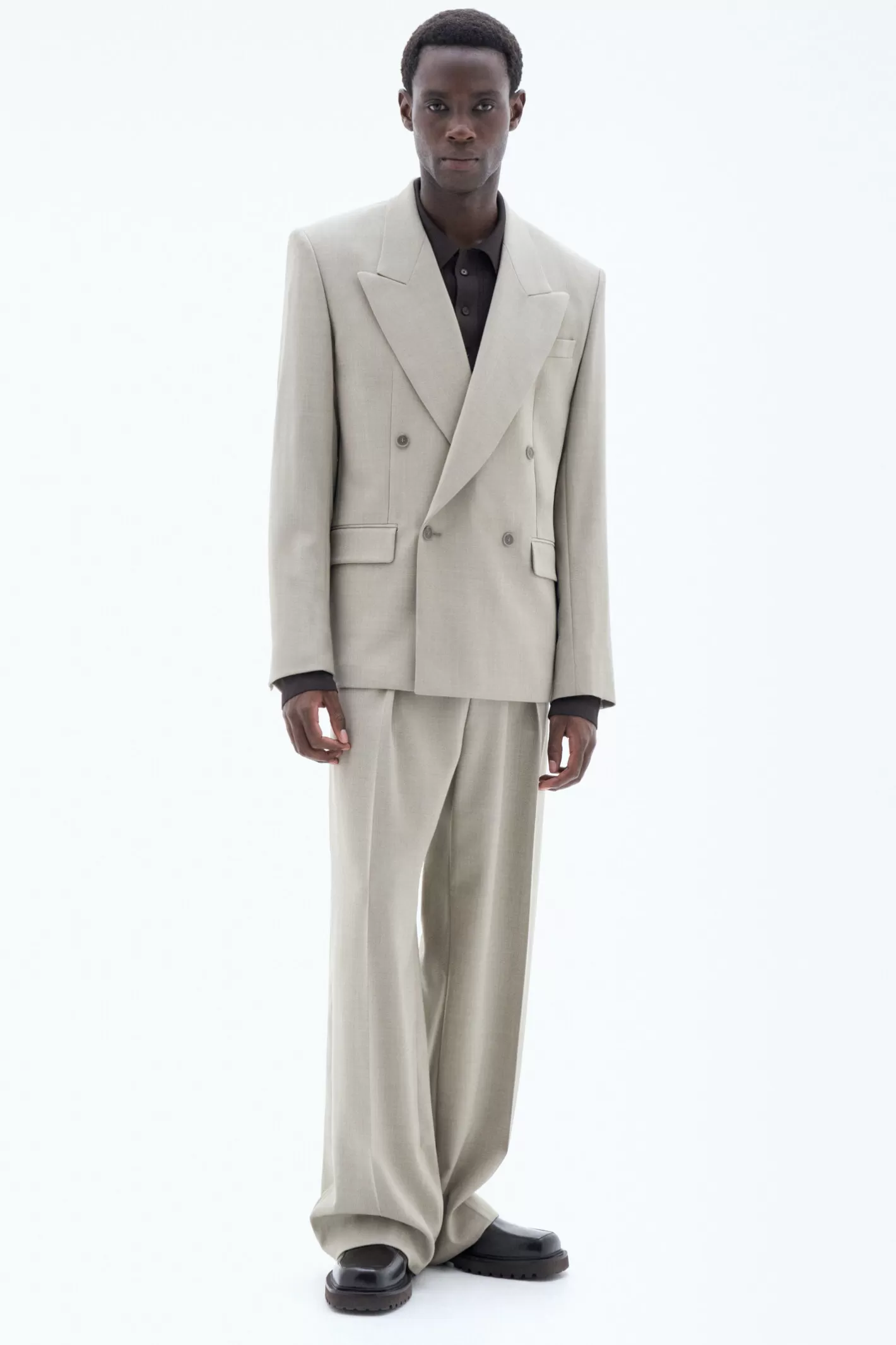 Filippa K Boxy Wool Blazer Sage Melange-Man Tailoring | Suit jackets