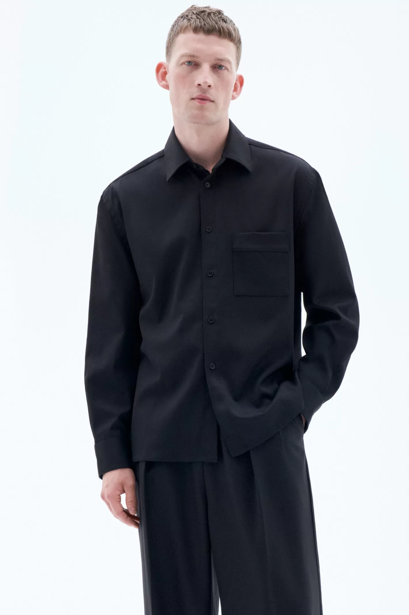 Filippa K Boxy Wool Twill Shirt Black-Man | Woman Bestsellers | Shirts | Shirts & Blouses