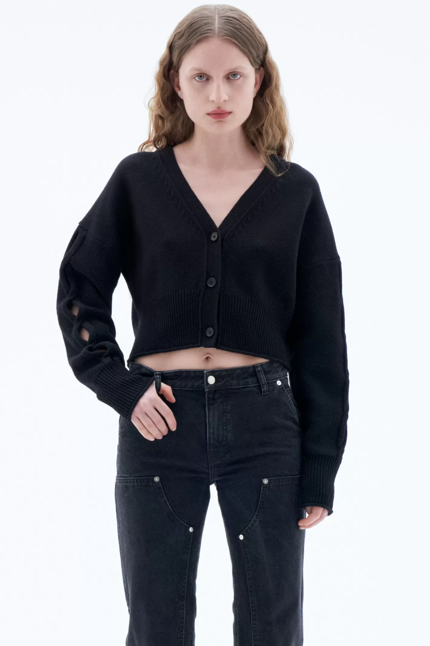 Filippa K Braided Cardigan Black-Woman Knitwear