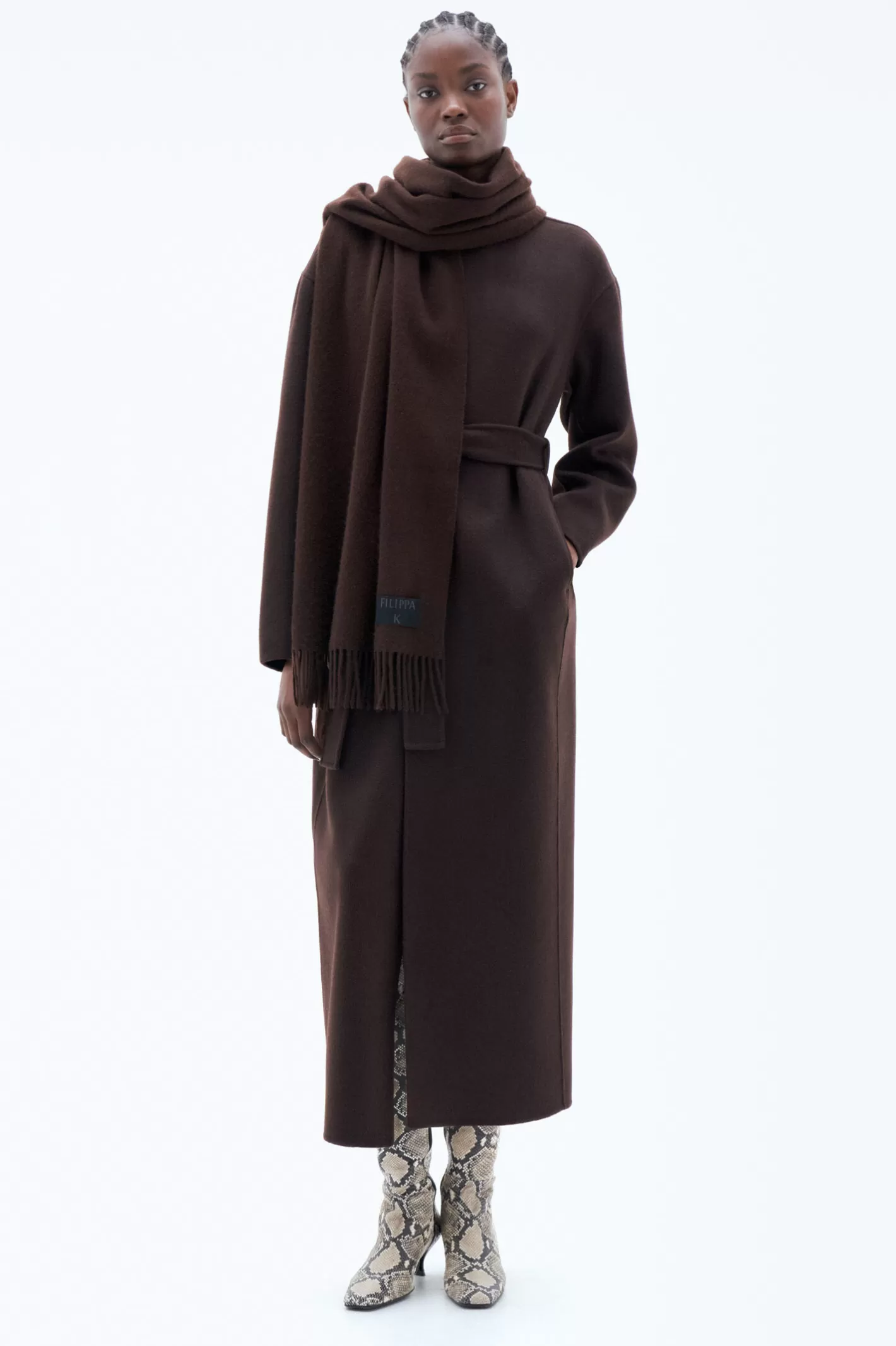 Filippa K Cashmere Blend Scarf Dark Chocolate-Man | Woman Hats & Scarves