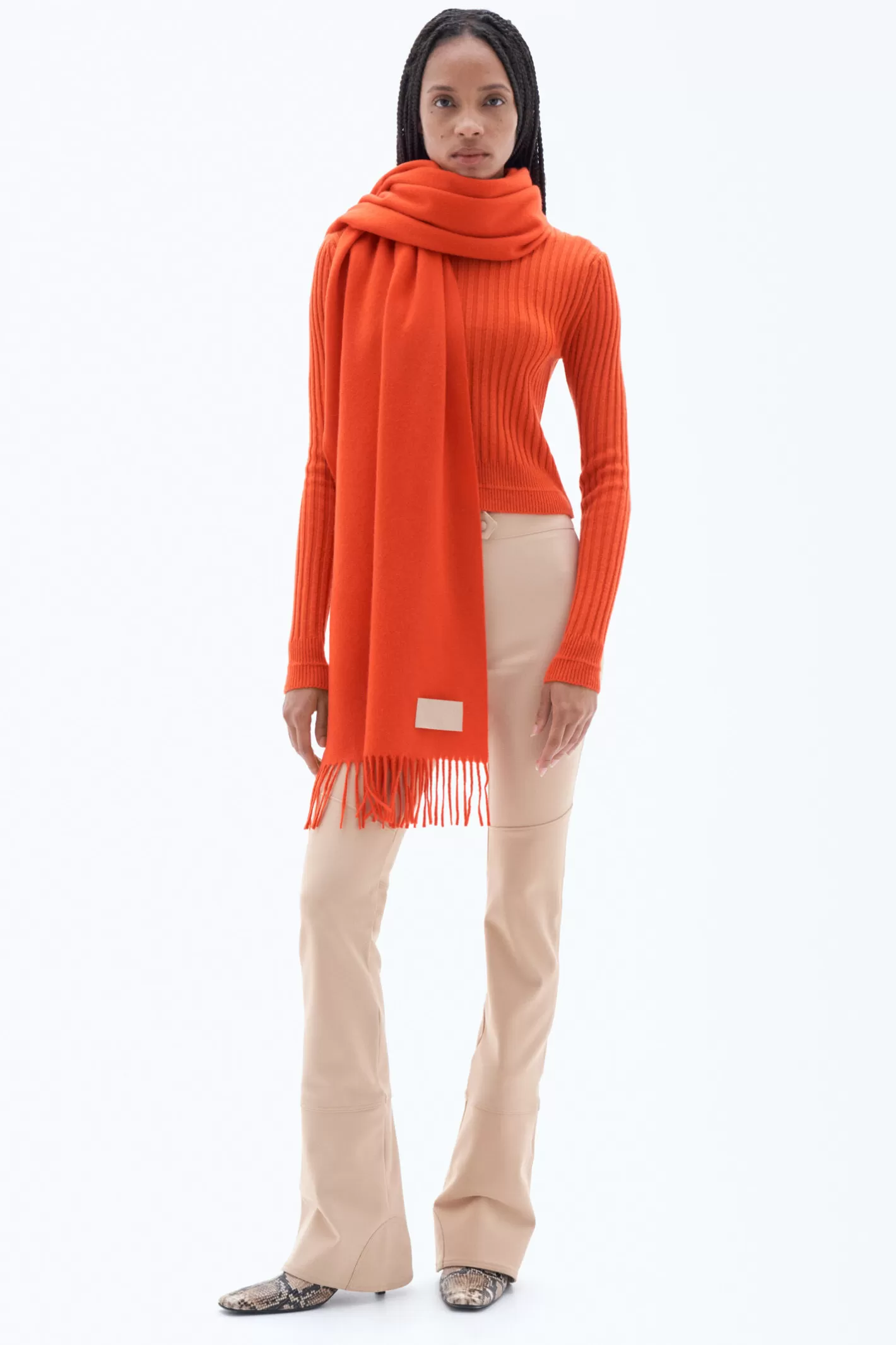 Filippa K Cashmere Blend Scarf Red Orange-Woman Hats & Scarves