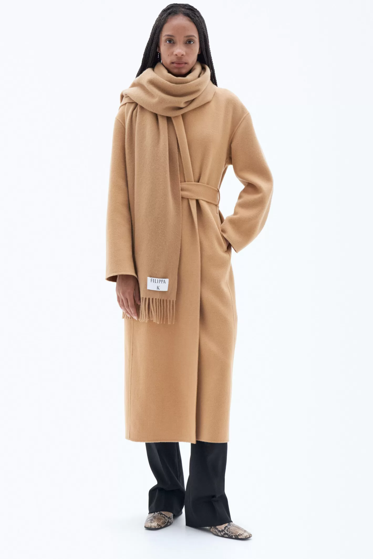 Filippa K Cashmere Blend Scarf Camel-Woman Hats & Scarves