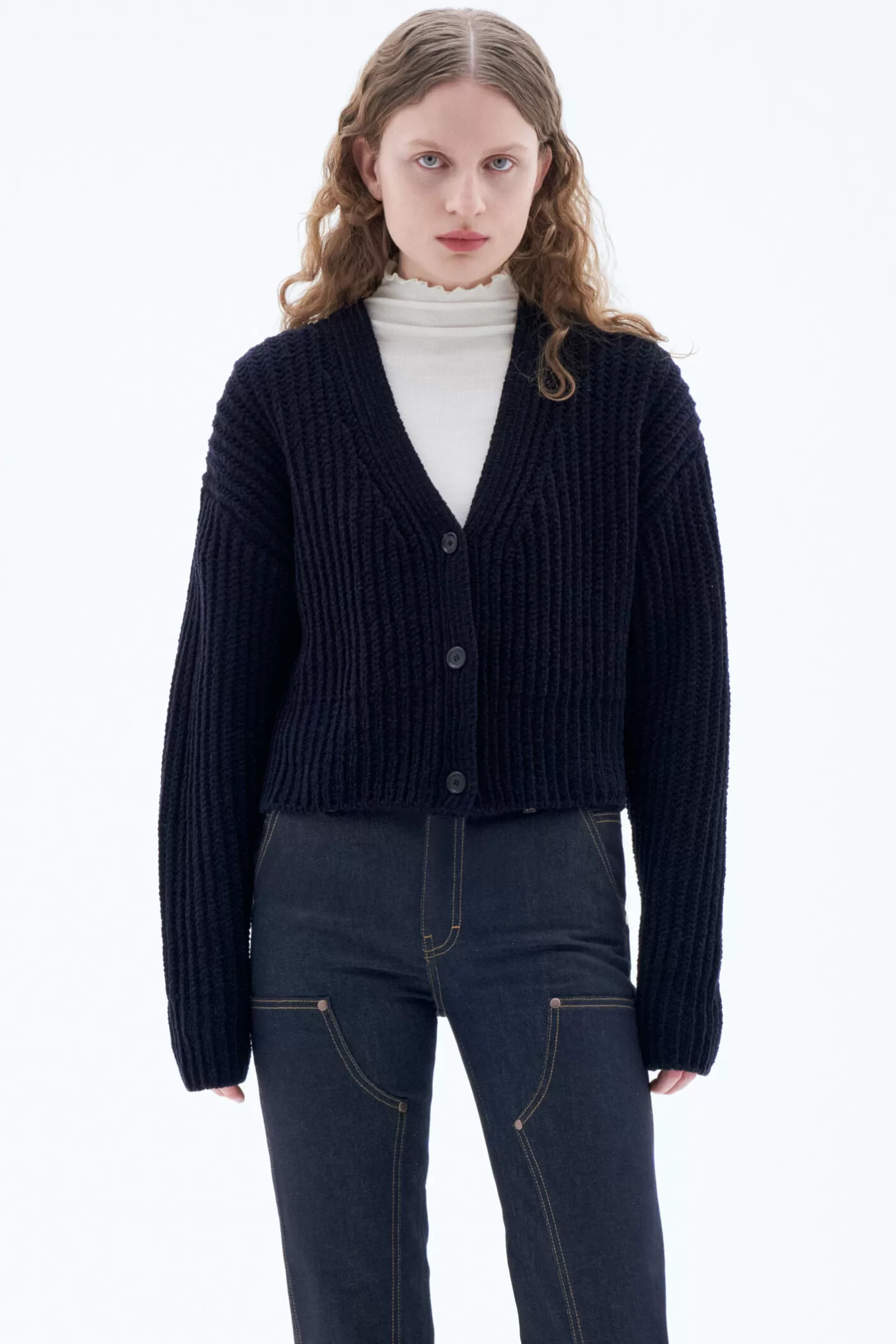 Filippa K Chenille Cardigan Navy-Woman Knitwear