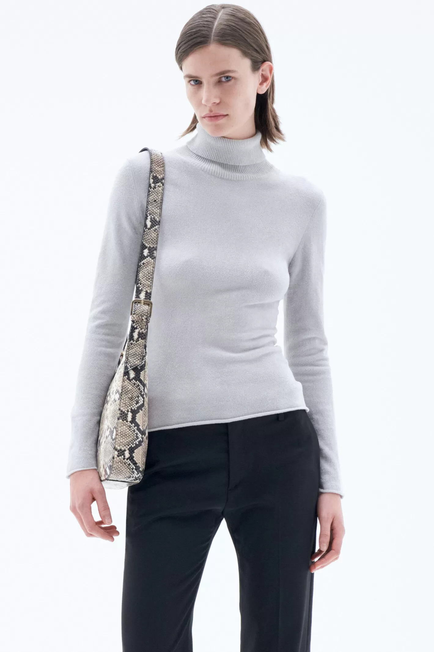 Filippa K Chenille Turtleneck Sweater Pearl Grey-Woman Knitwear