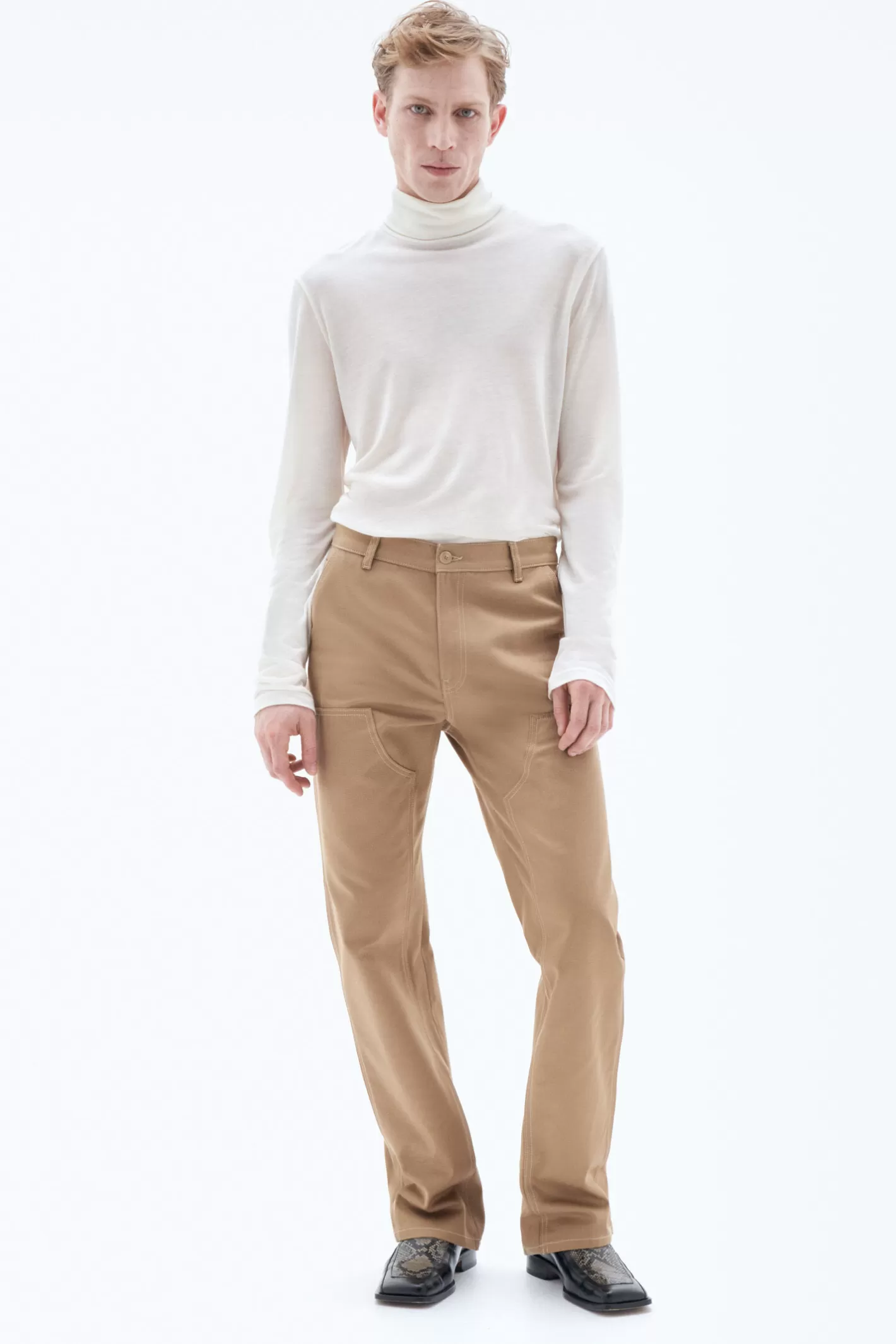 Filippa K Cotton Carpenter Trousers Dark Khaki-Man Trousers