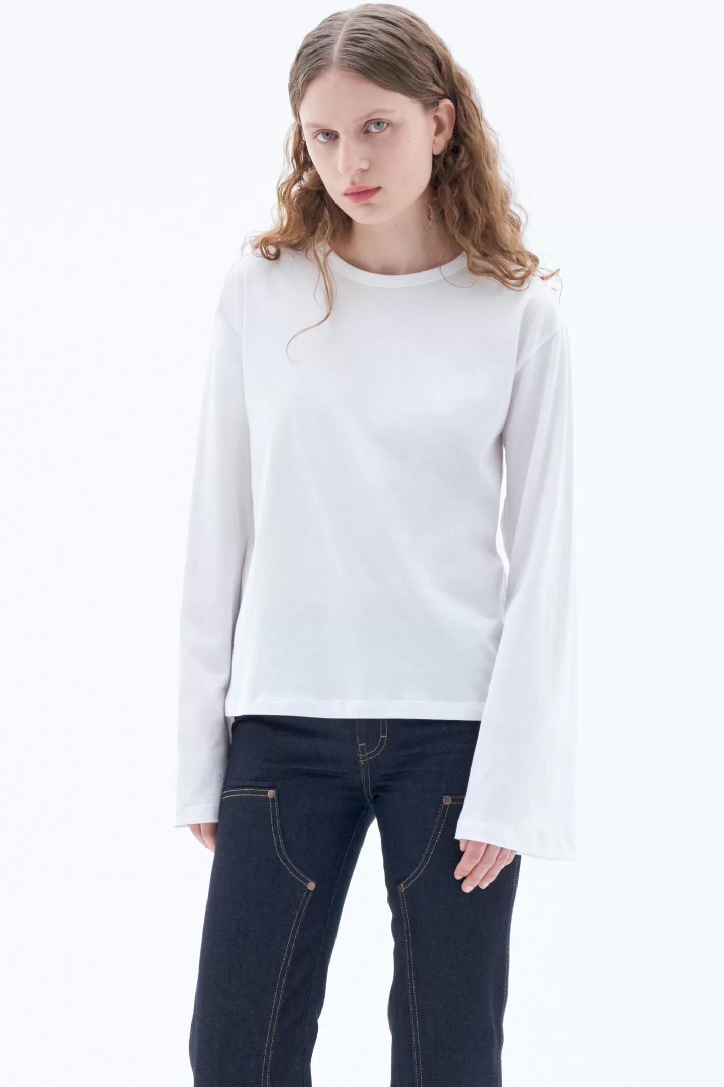 Filippa K Cotton Longsleeve Top White-Woman Tops