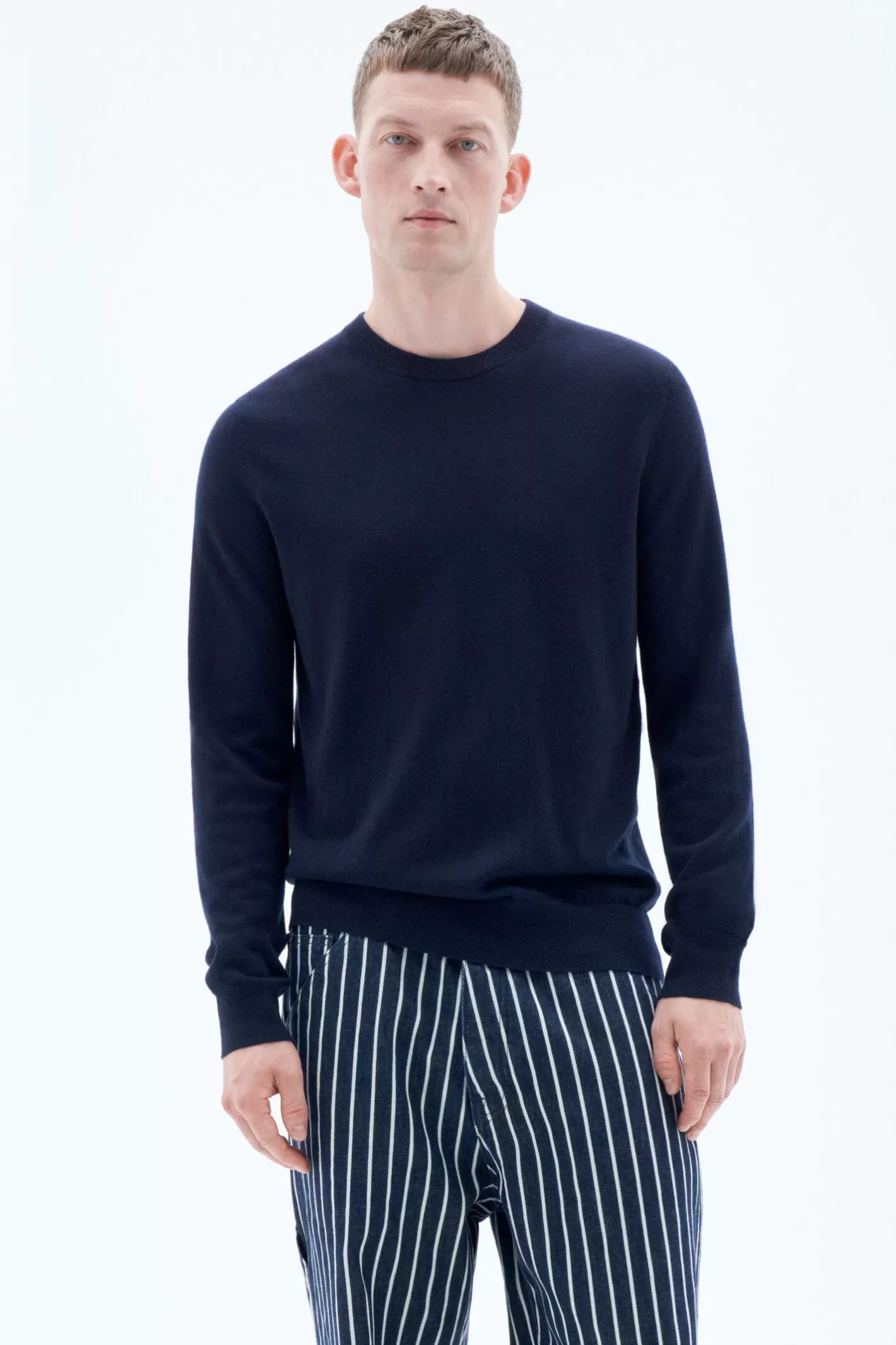 Filippa K Cotton Merino Sweater Navy-Man Knitwear