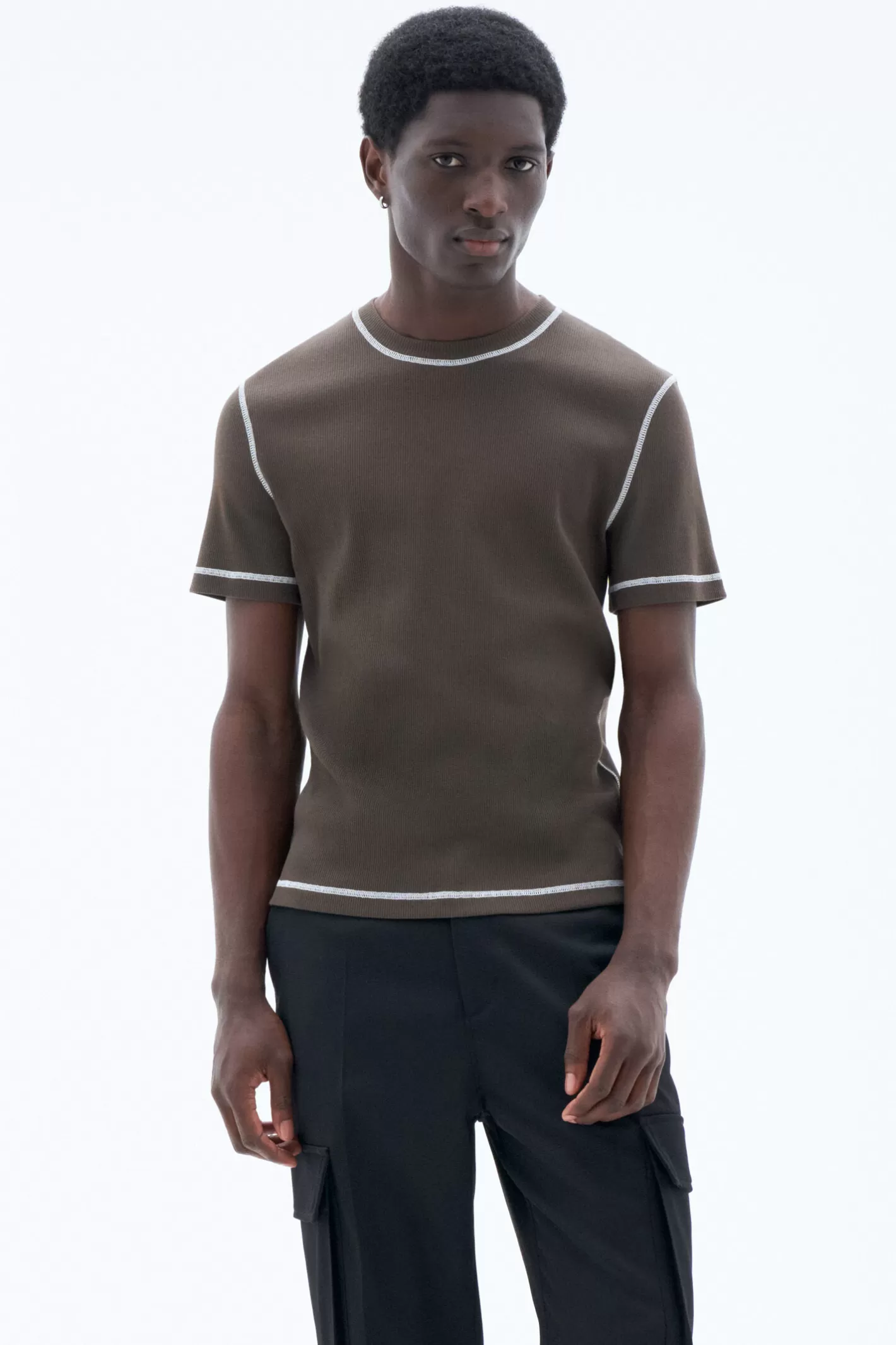 Filippa K Cotton Rib Tee Forest Green-Man T-Shirts