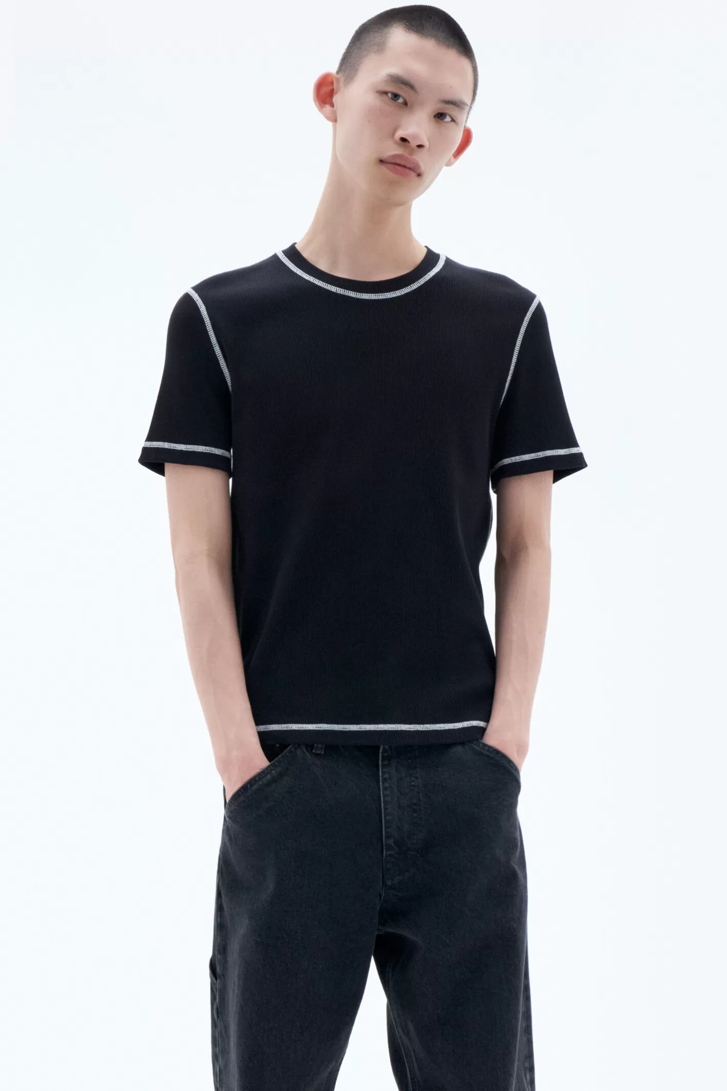 Filippa K Cotton Rib Tee Black-Man T-Shirts