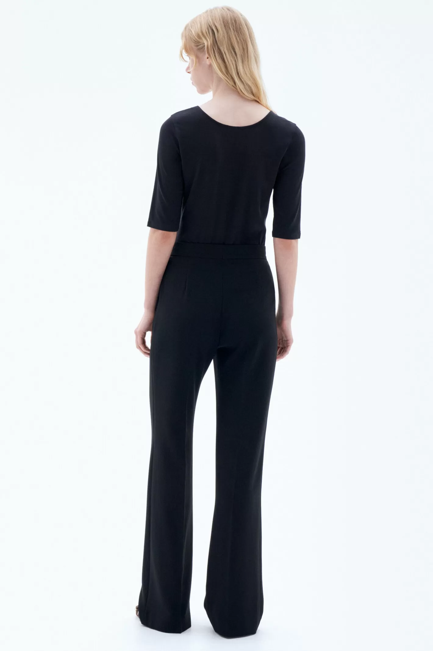 Filippa K Cotton Stretch Scoop Neck Top Black-Woman Tops