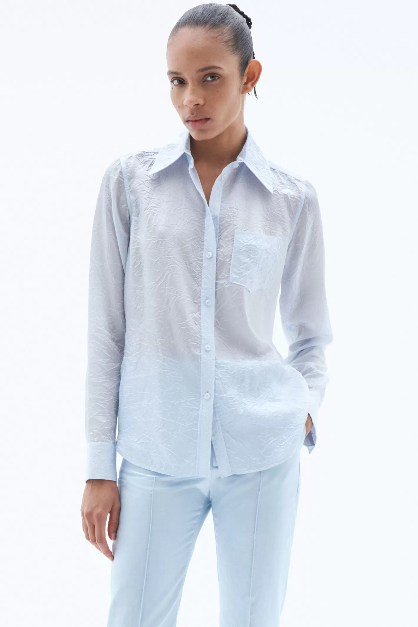 Filippa K Crinkle Shirt Ice Blue-Woman Shirts & Blouses