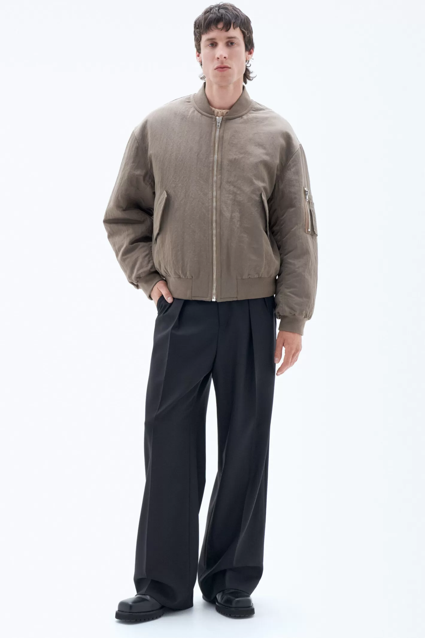 Filippa K Crinkled Bomber Jacket Nougat-Man Outerwear