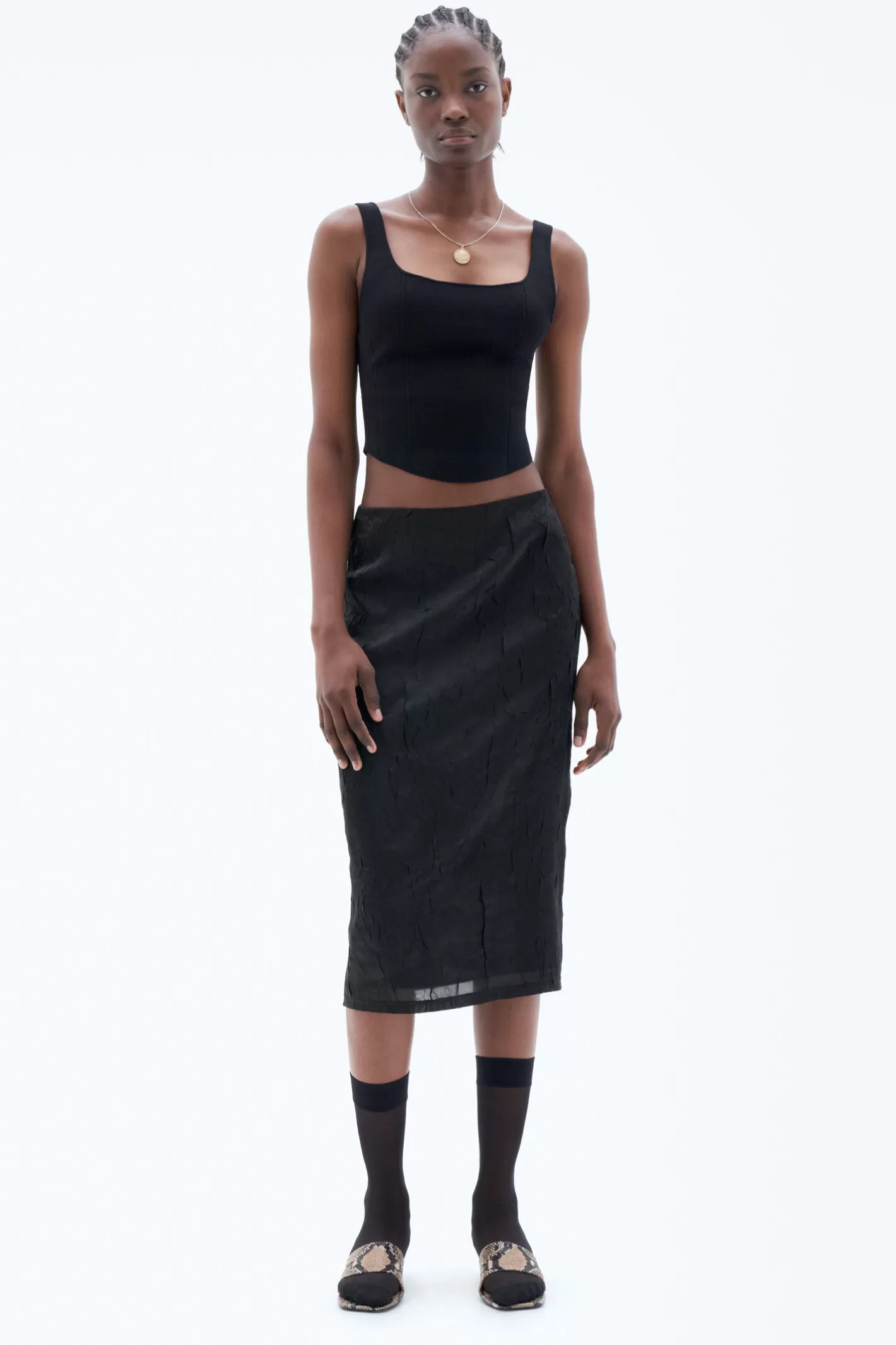 Filippa K Crinkled Pencil Skirt Black-Woman Skirts & Shorts