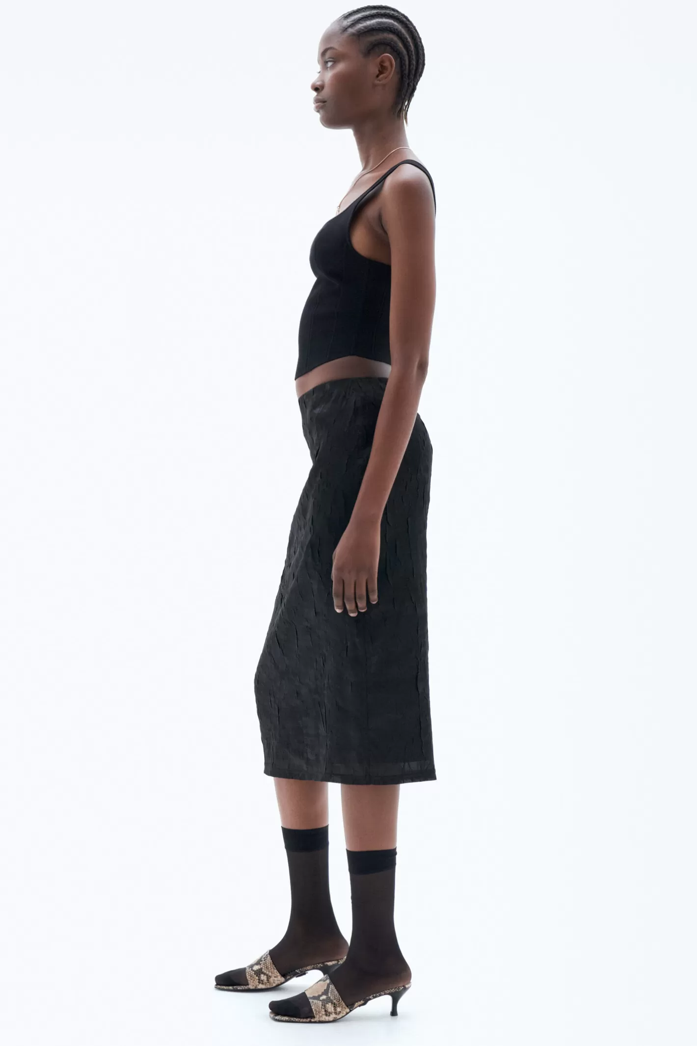 Filippa K Crinkled Pencil Skirt Black-Woman Skirts & Shorts