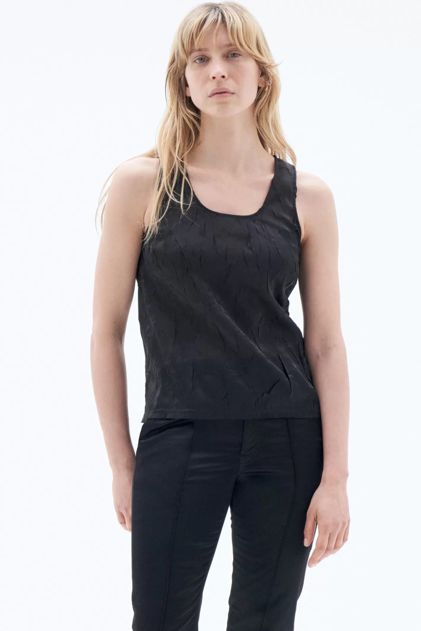 Filippa K Crinkled Tank Top Black-Woman Shirts & Blouses | Tops