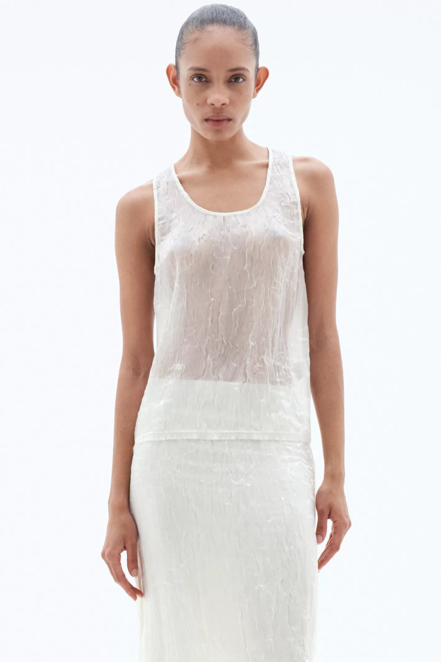 Filippa K Crinkled Tank Top Winter White-Woman Shirts & Blouses | Tops