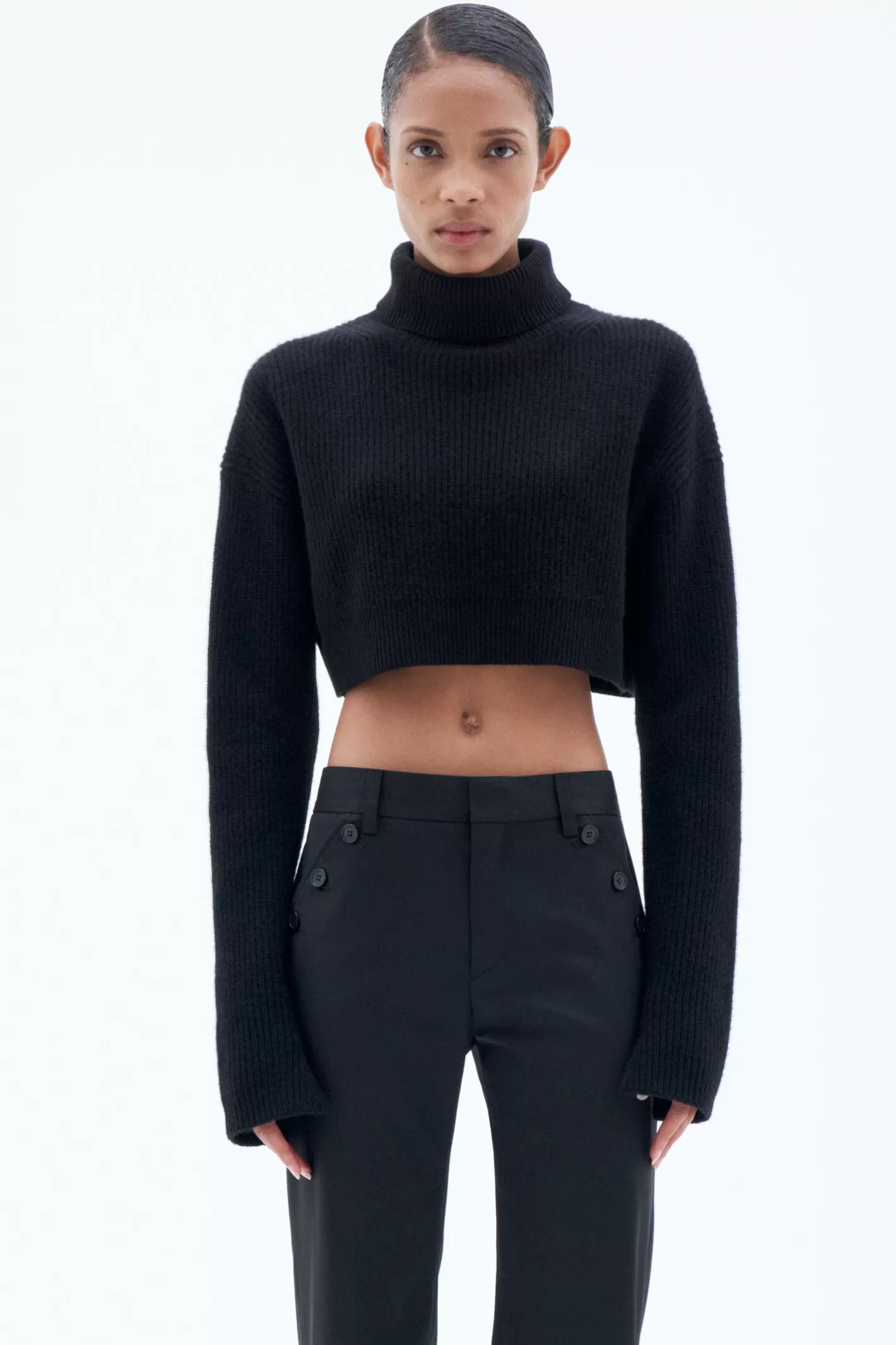 Filippa K Cropped Cashmere Sweater Black-Woman Knitwear