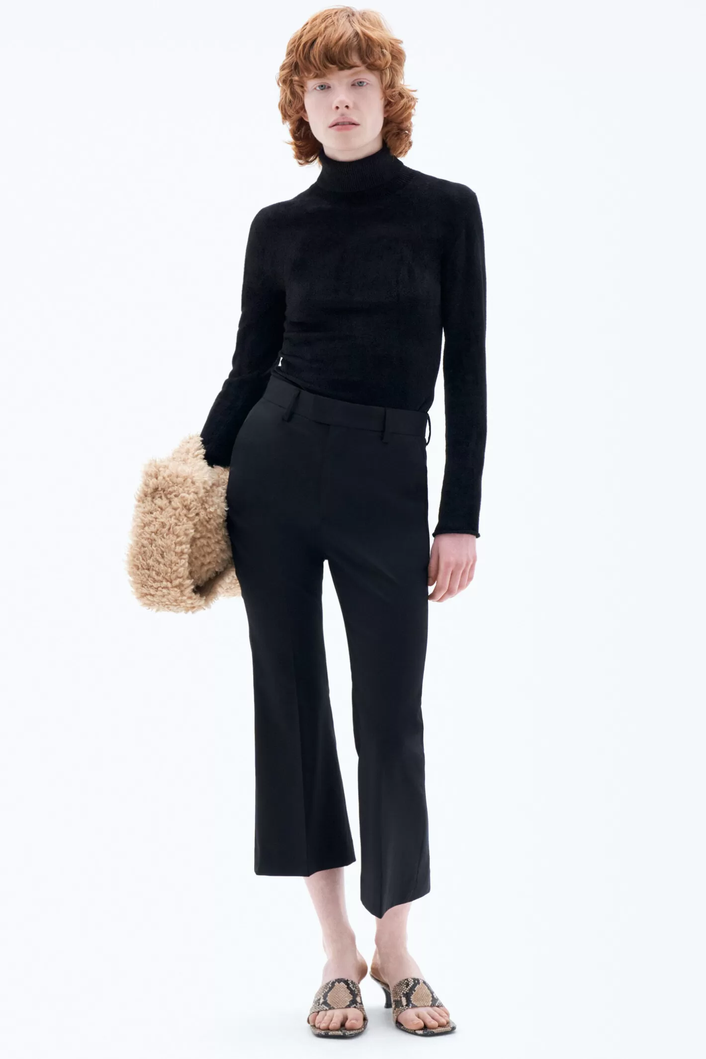 Filippa K Cropped Kick Flare Trousers Black-Woman Trousers