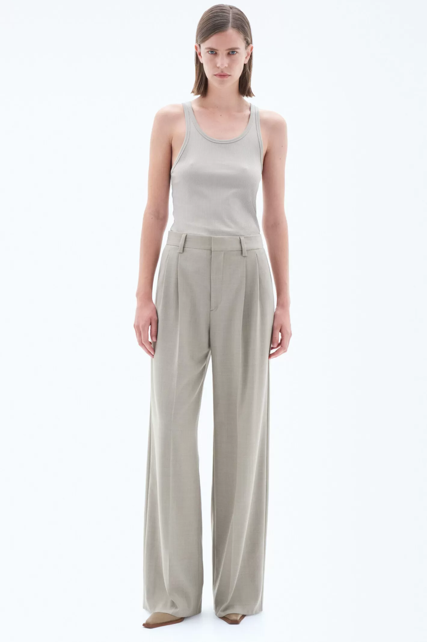 Filippa K Darcey Wool Trousers Sage Melange-Woman Tailoring | Trousers