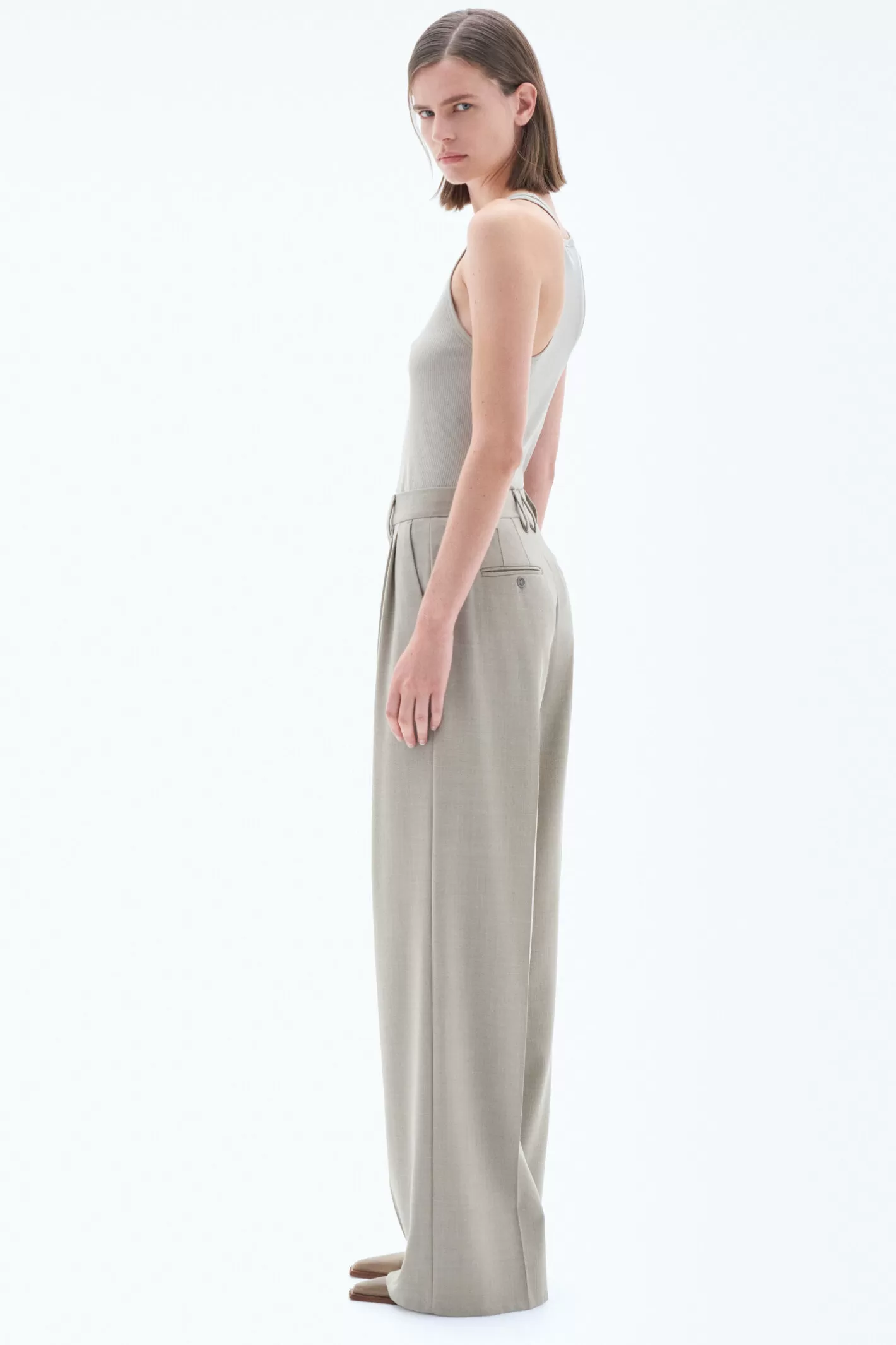 Filippa K Darcey Wool Trousers Sage Melange-Woman Tailoring | Trousers