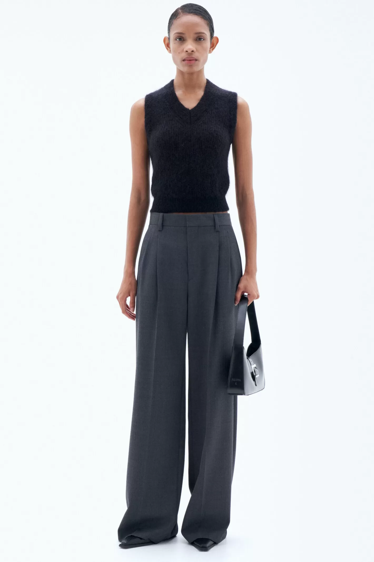 Filippa K Darcey Wool Trousers Dk. Grey Mel.-Woman Bestsellers | Tailoring | Trousers