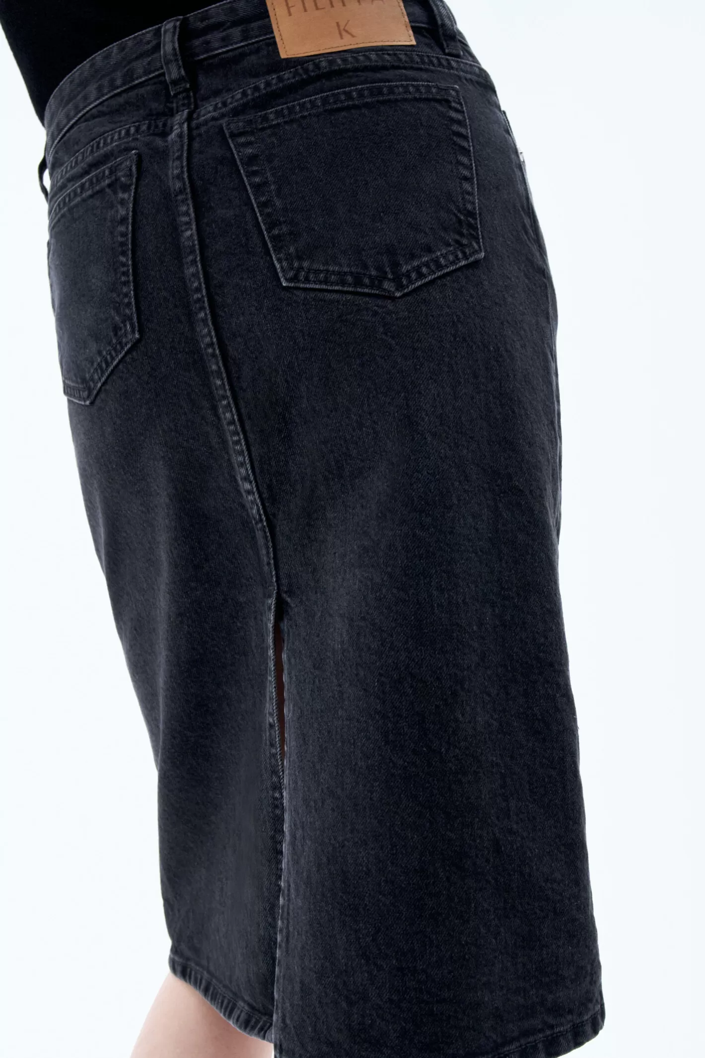 Filippa K Denim Midi Skirt Charcoal Black-Woman Skirts & Shorts