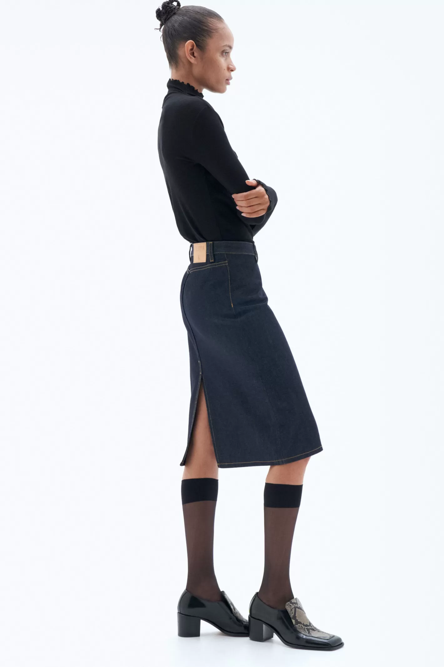 Filippa K Denim Midi Zip Skirt Midnight Blue-Woman Skirts & Shorts