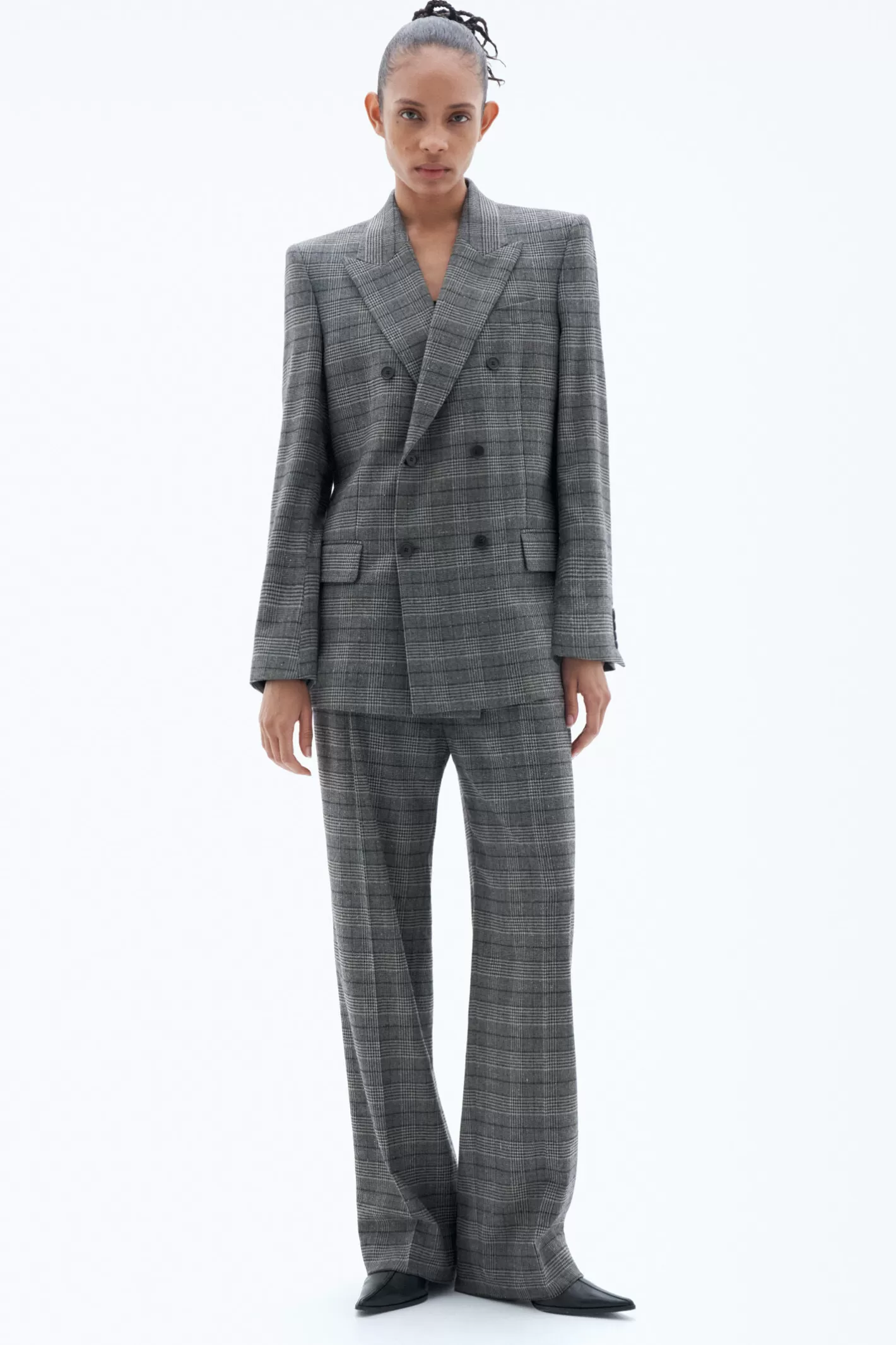 Filippa K Double Breasted Check Blazer Grey Check-Woman Blazers | Tailoring