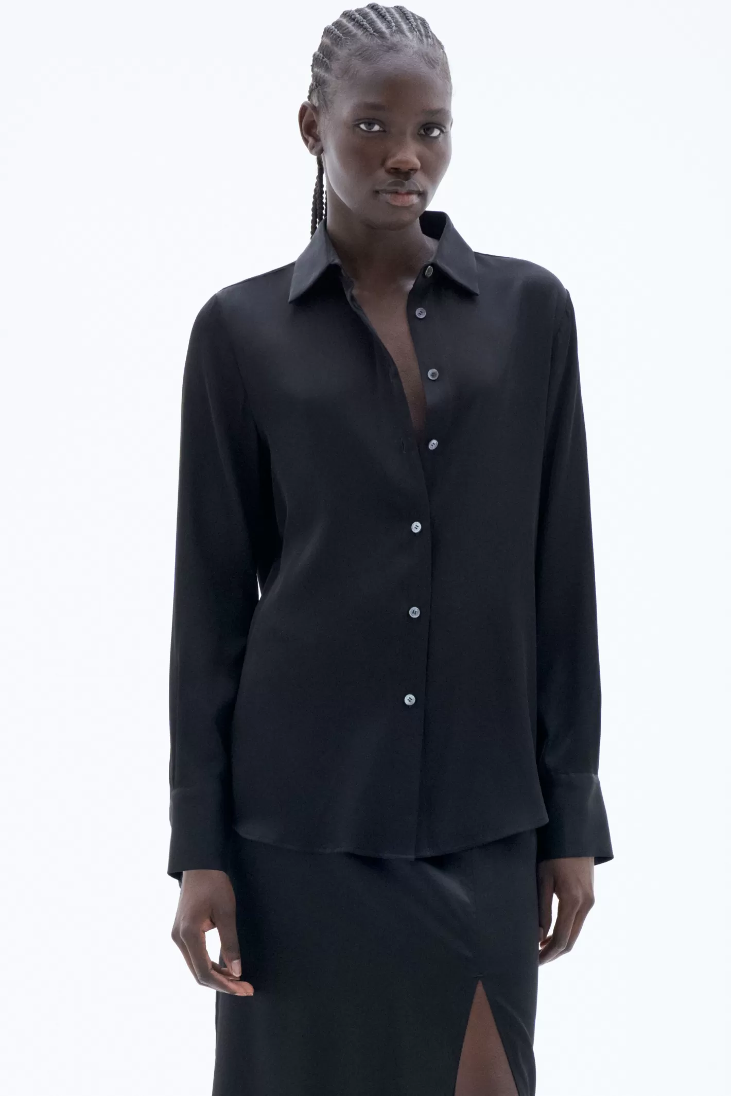 Filippa K Eira Silk Shirt Black-Woman Shirts & Blouses