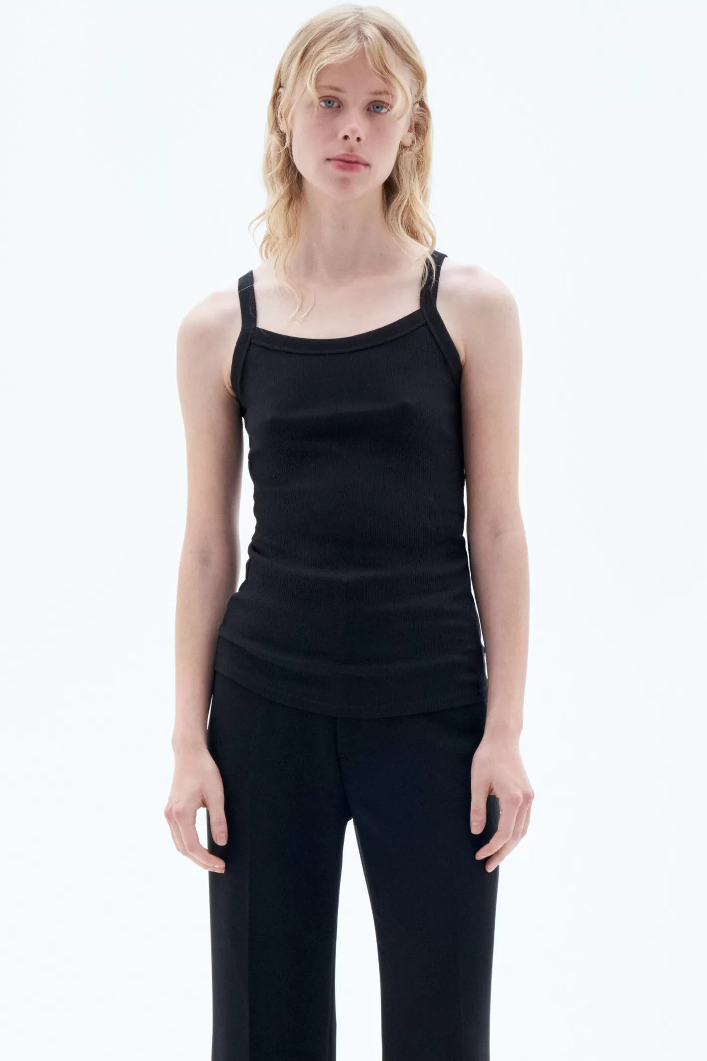 Filippa K Fine Rib Singlet Black-Woman Tops