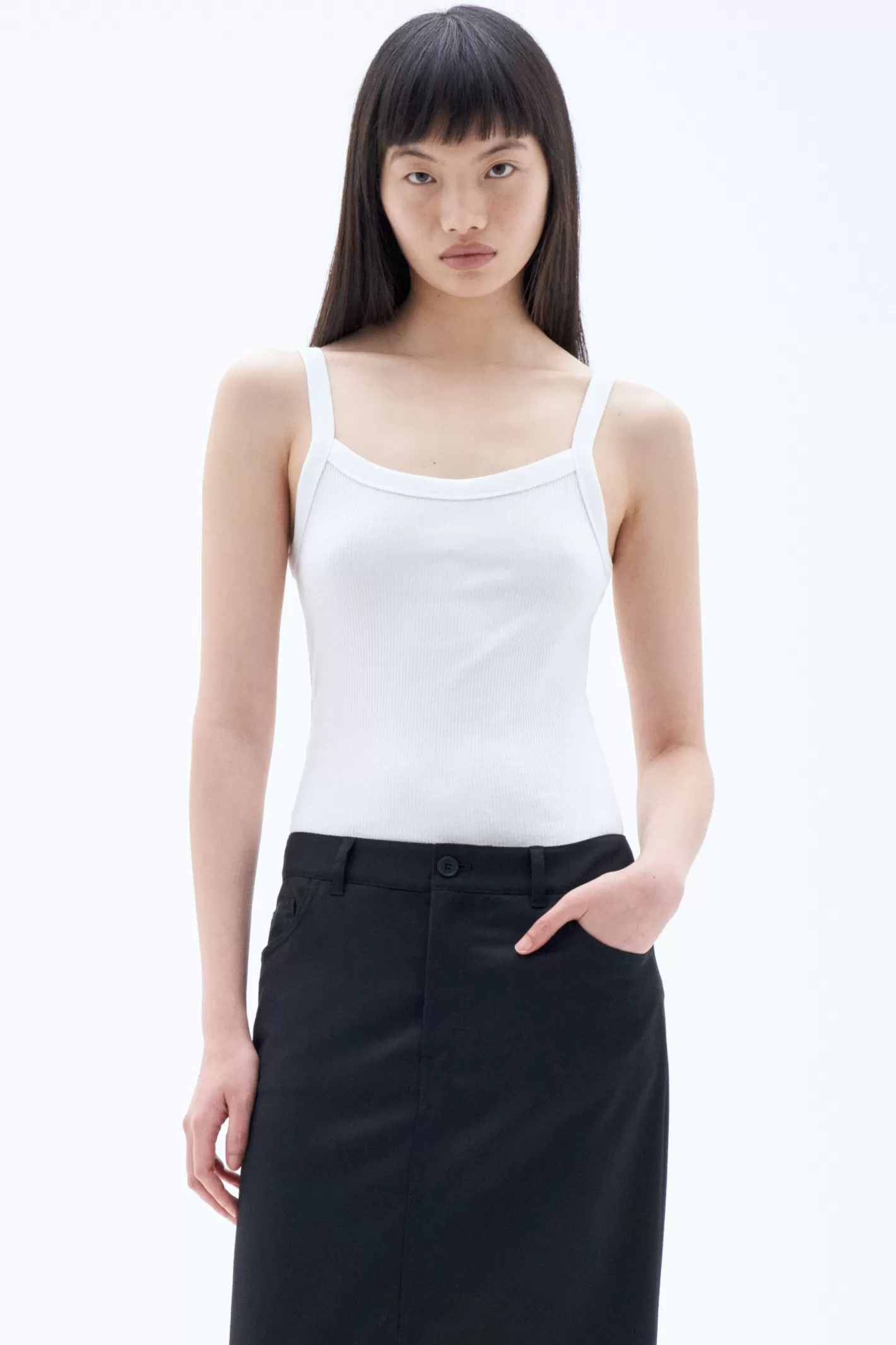 Filippa K Fine Rib Singlet White-Woman Tops