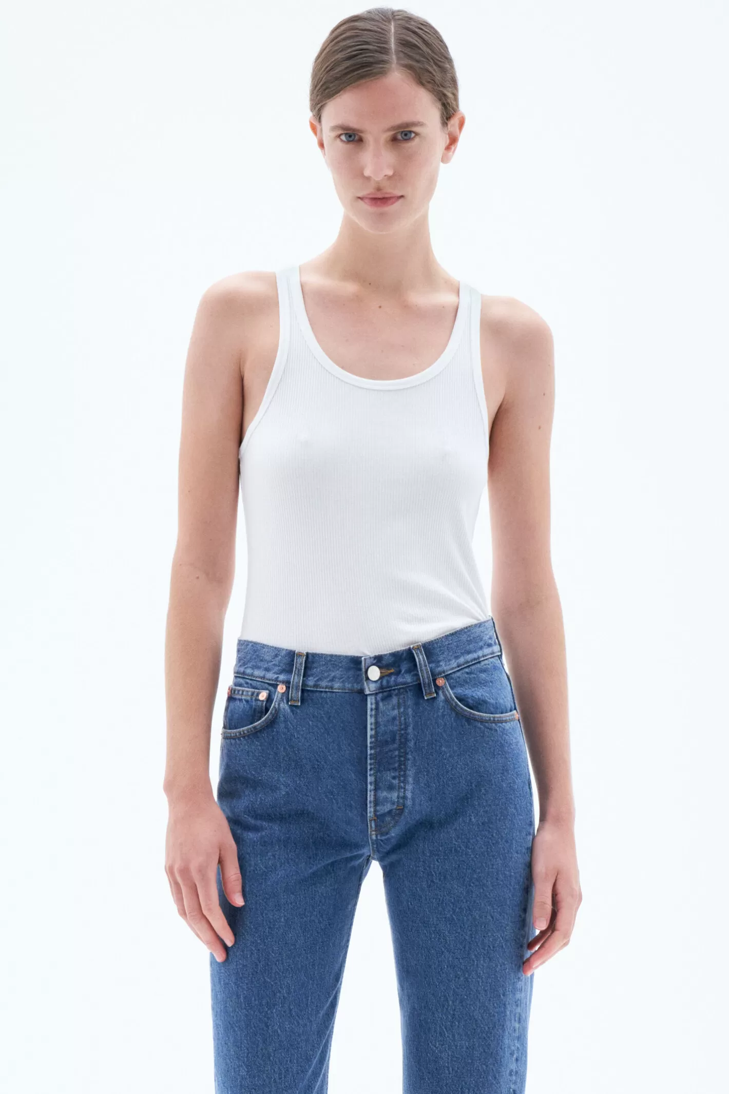 Filippa K Fine Rib Tank White-Woman Tops