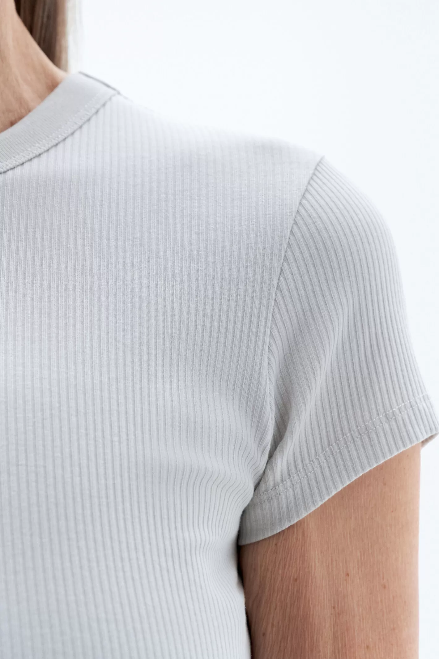 Filippa K Fine Rib Tee Light Grey-Woman Tops