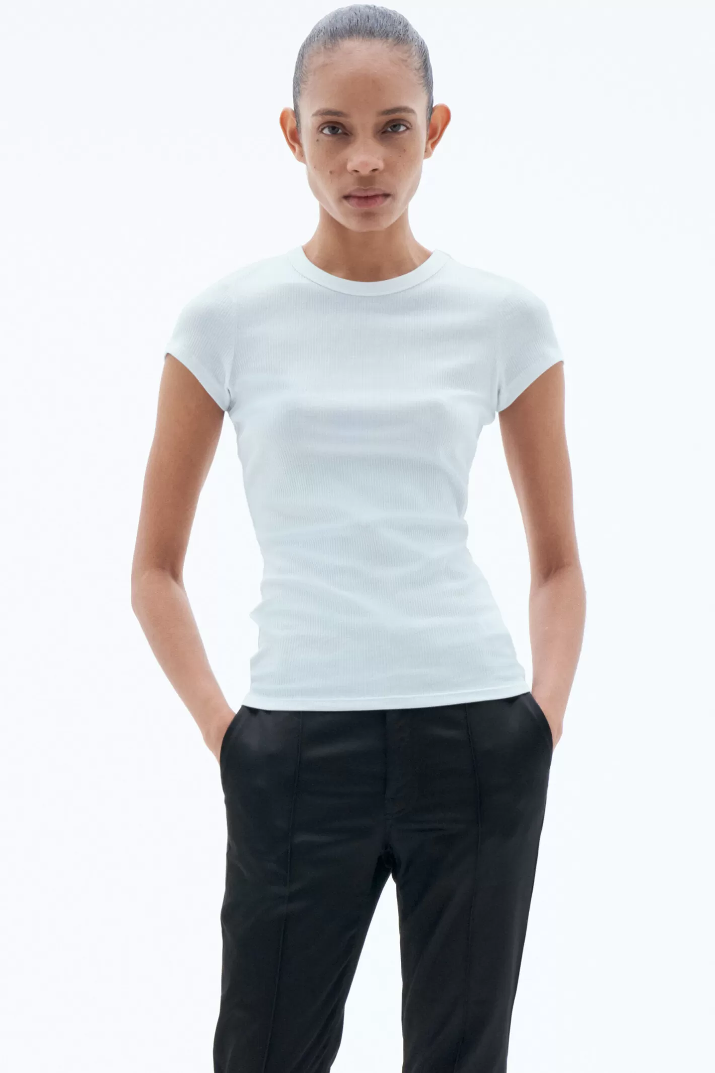 Filippa K Fine Rib Tee Ice Blue-Woman Tops