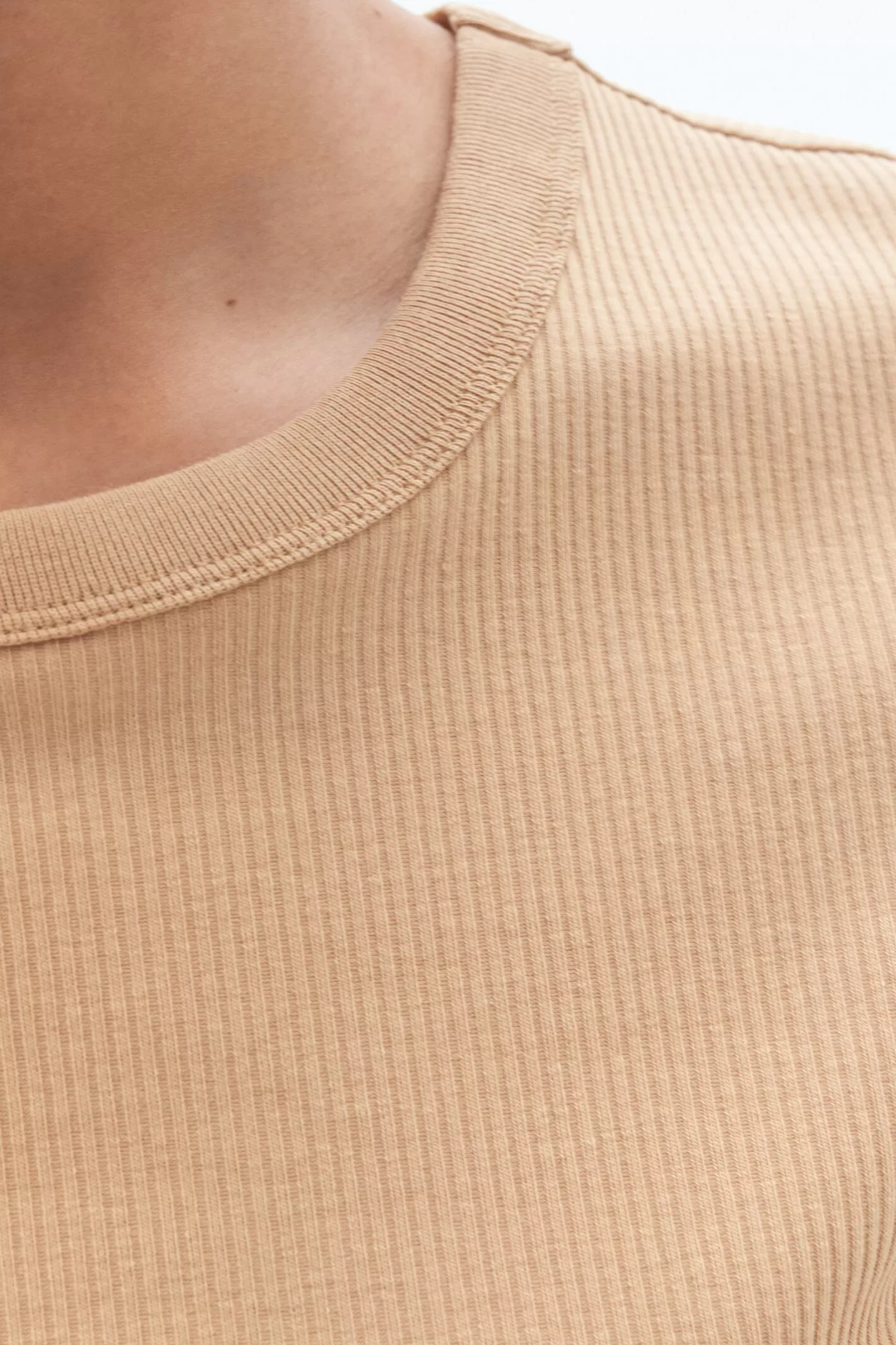 Filippa K Fine Rib Tee Sand Beige-Woman Tops