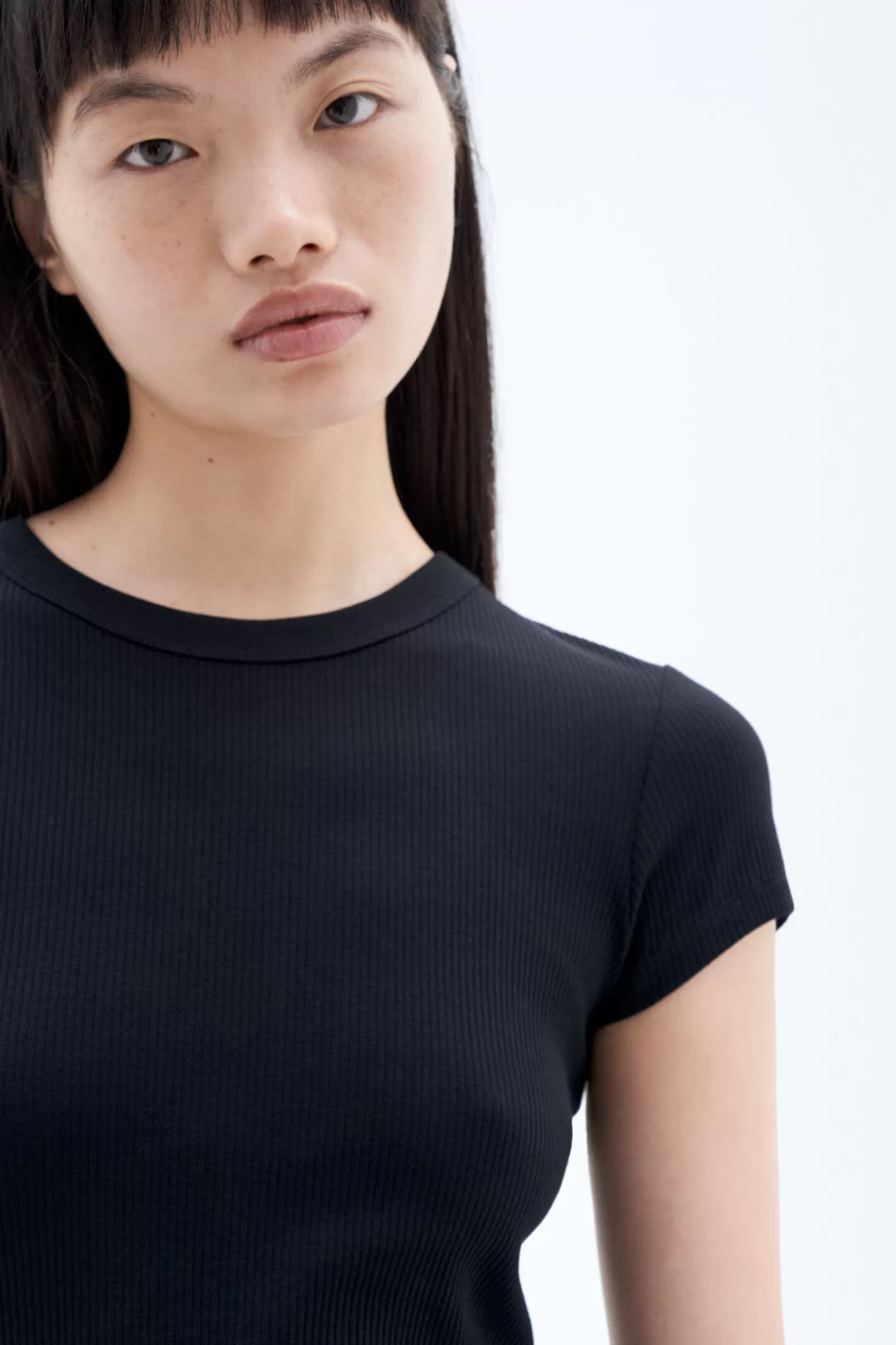 Filippa K Fine Rib Tee Black-Woman Bestsellers | Tops