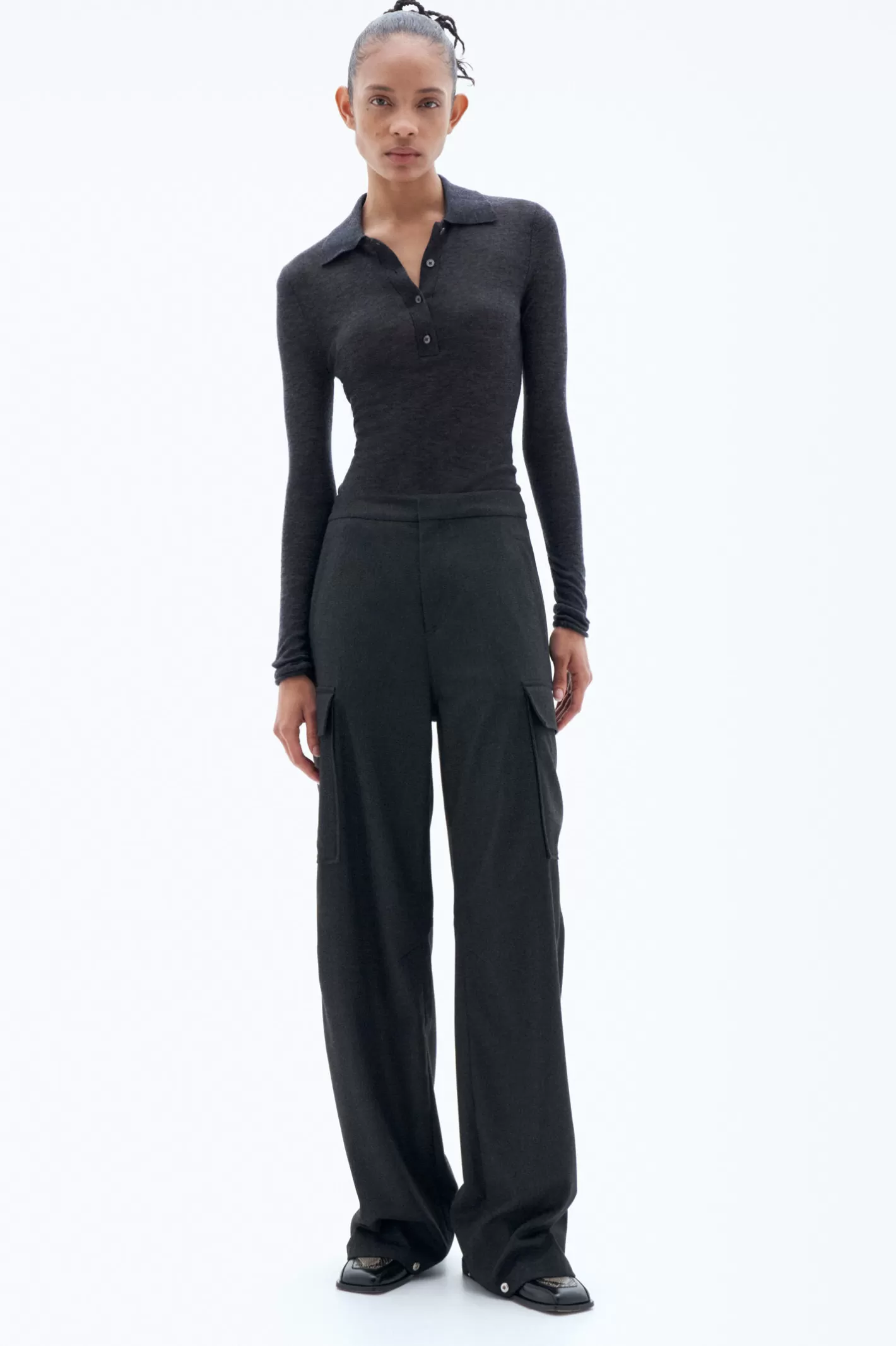 Filippa K Flannel Cargo Trousers Anthracite-Woman Trousers