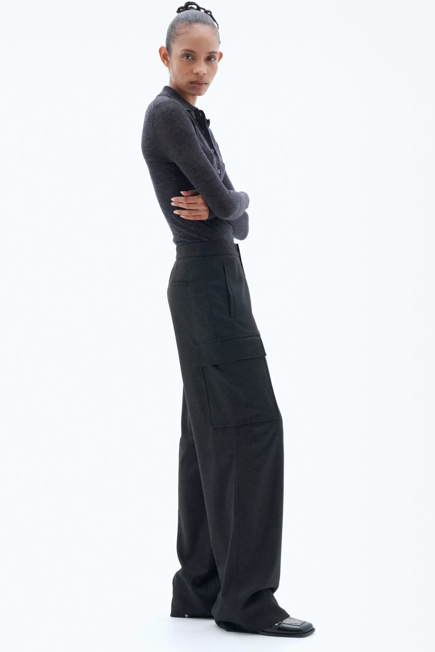 Filippa K Flannel Cargo Trousers Anthracite-Woman Trousers