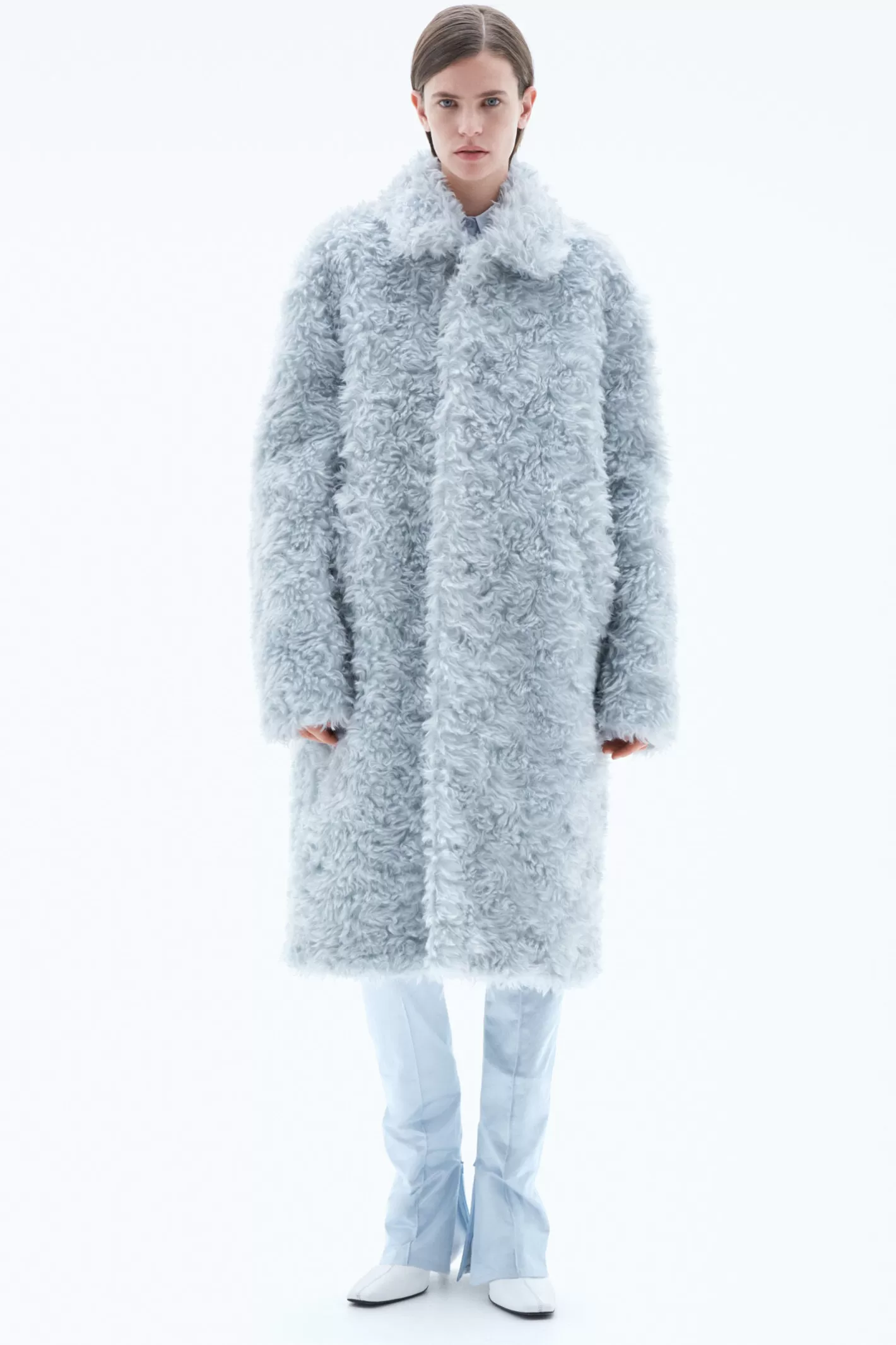 Filippa K Fluffy Coat Ice Blue-Woman Outerwear