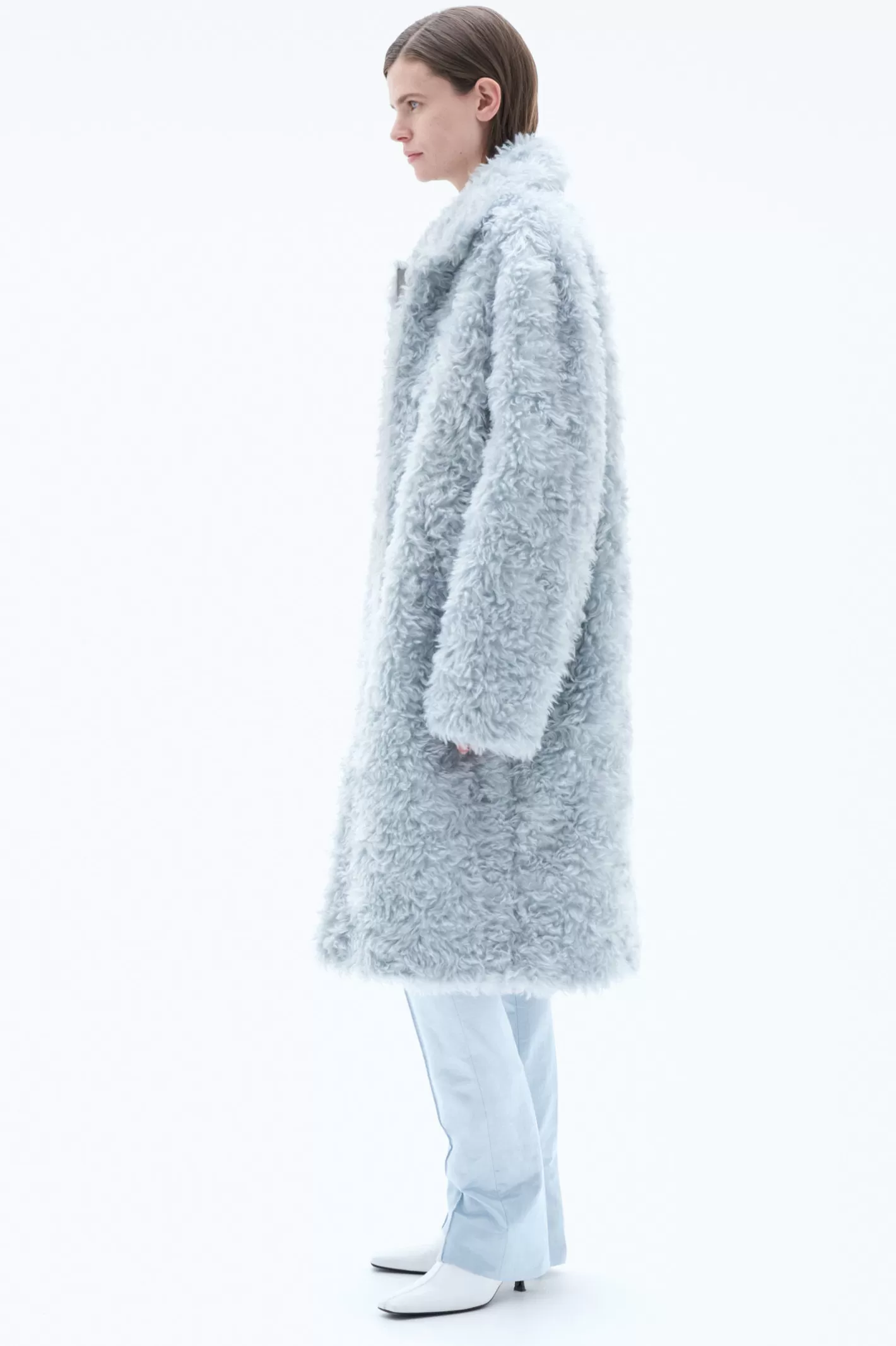 Filippa K Fluffy Coat Ice Blue-Woman Outerwear